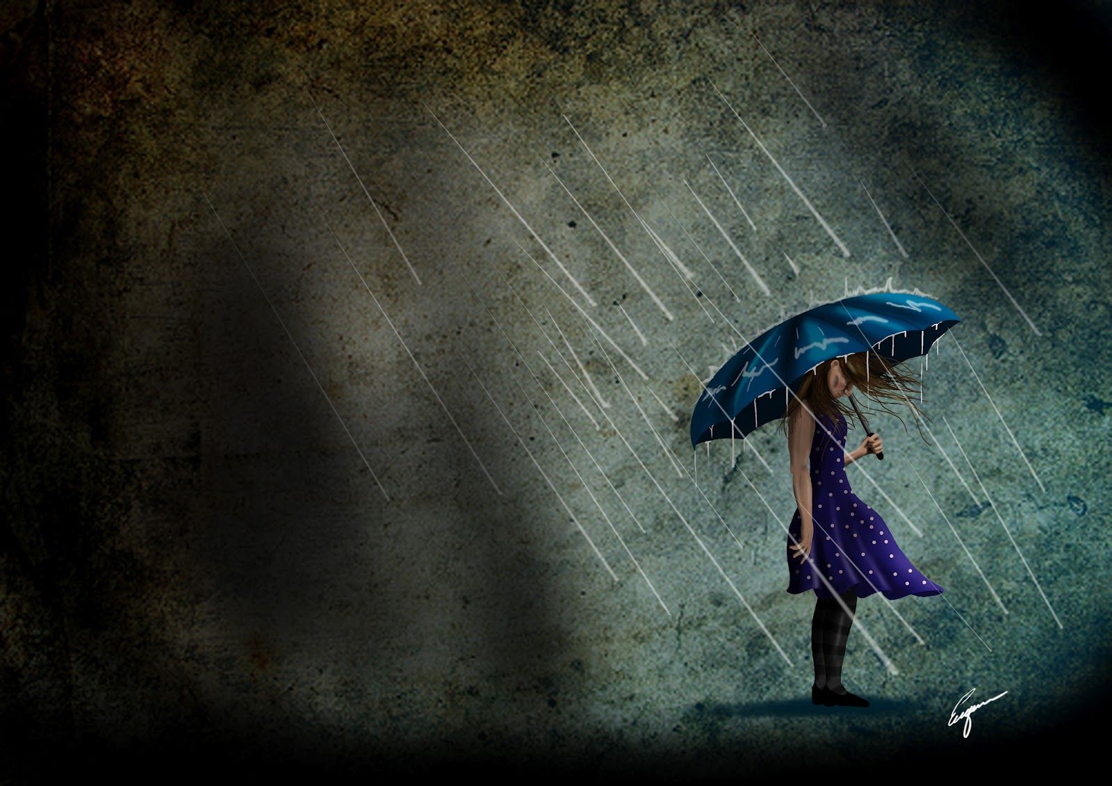 Sad Girl in Rain Wallpaper