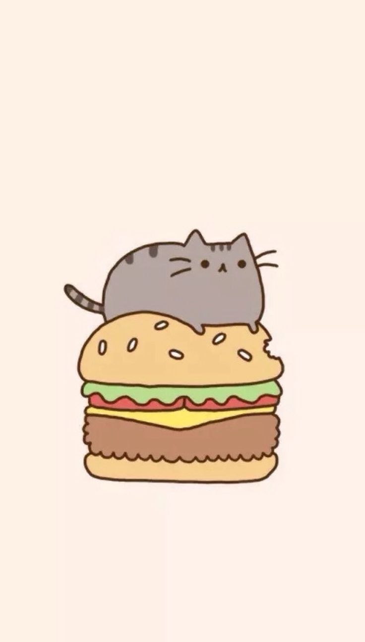 Pusheen the cat on a burger. Pusheen cute, Cute cat wallpaper, Pusheen cat