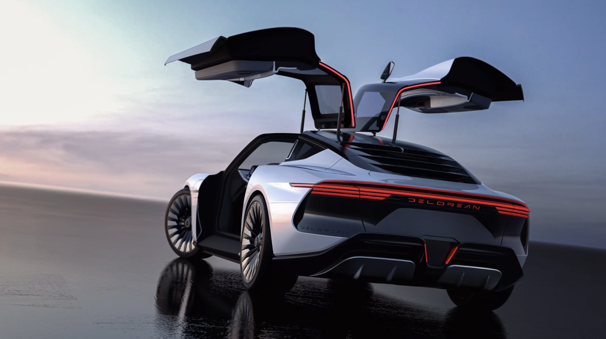 DeLorean is back with an EV, first image revealed of Alpha 5 sports car & Hybrid Vehicle Technology International
