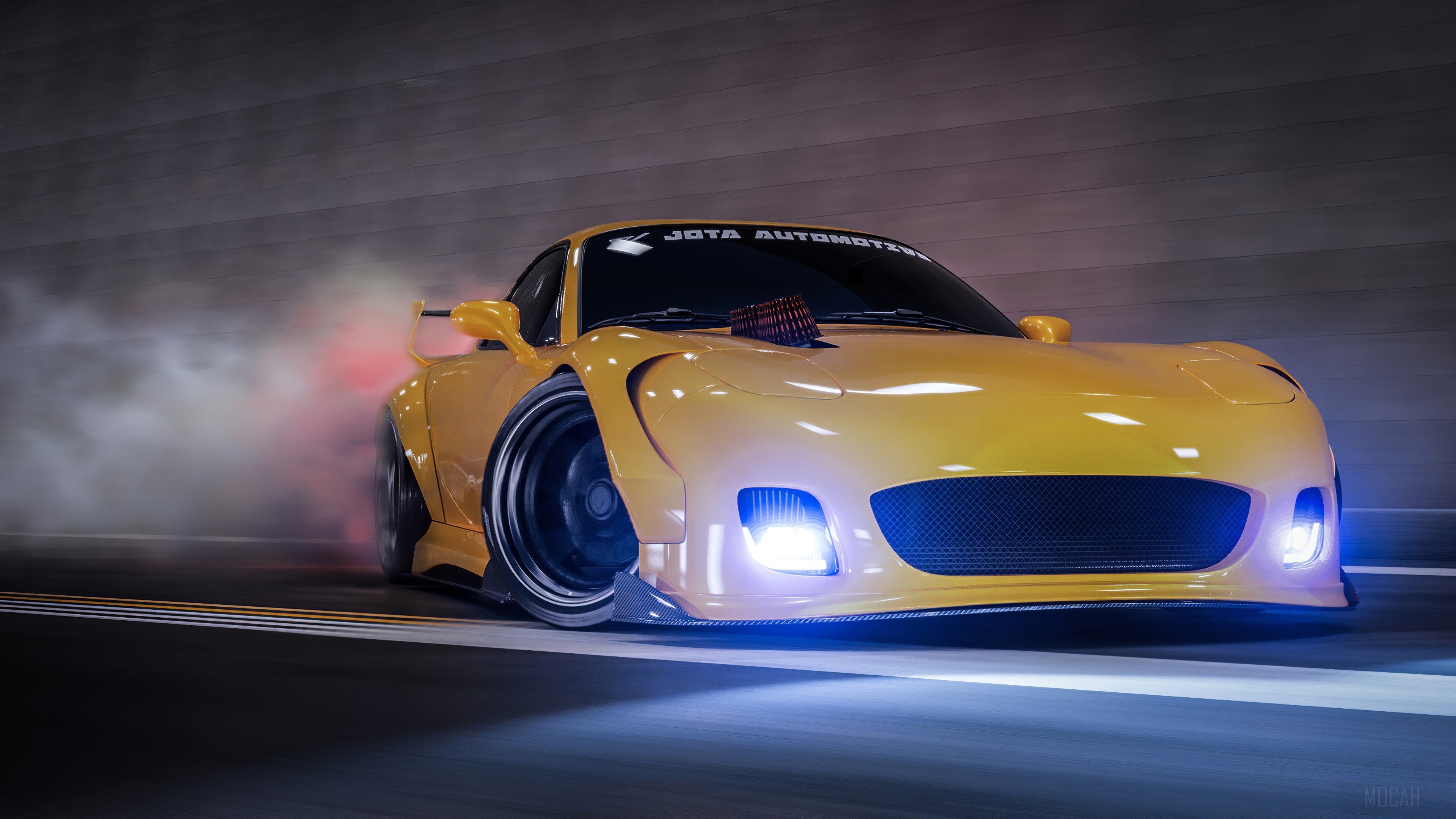 Orange Mazda RX-7 Wallpaper Gif