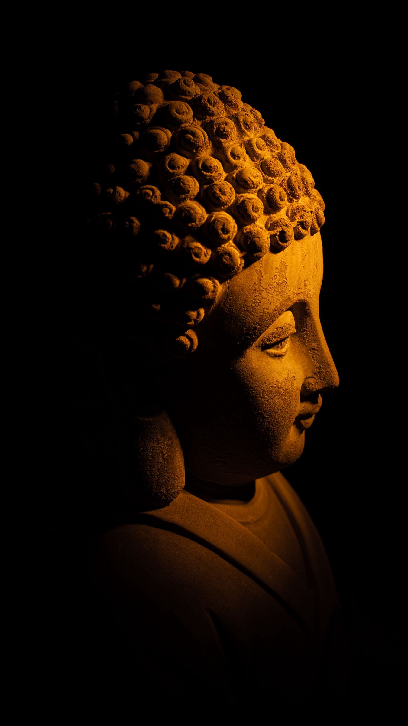 Download wallpaper 1350x2400 buddha, statue, dark iphone 8+/7+/6s+/for parallax HD background
