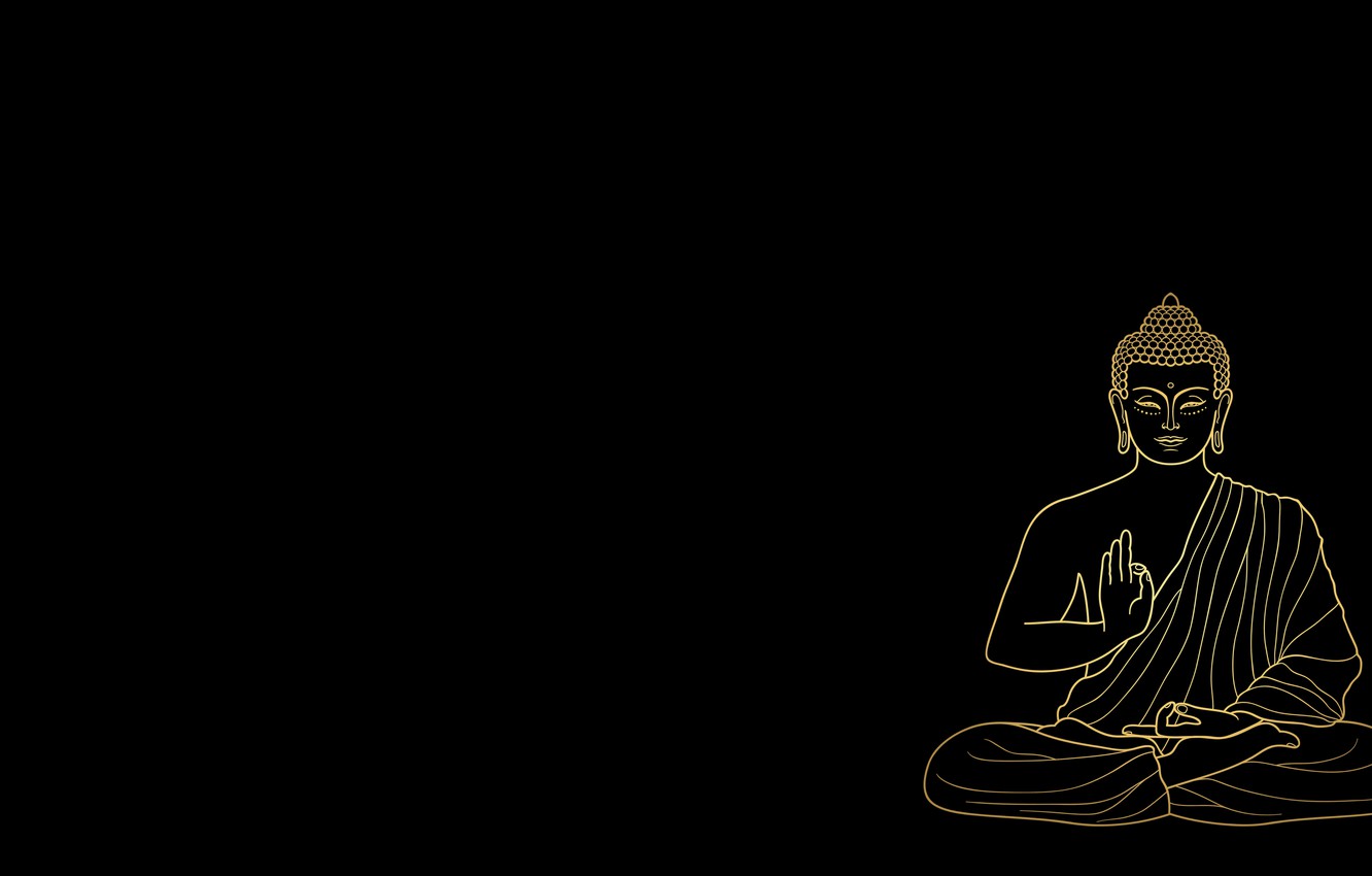 Wallpaper calm, meditation, black background, gesture, Buddha, calm, deity, black background, meditation, buddha, gesture, deity image for desktop, section минимализм