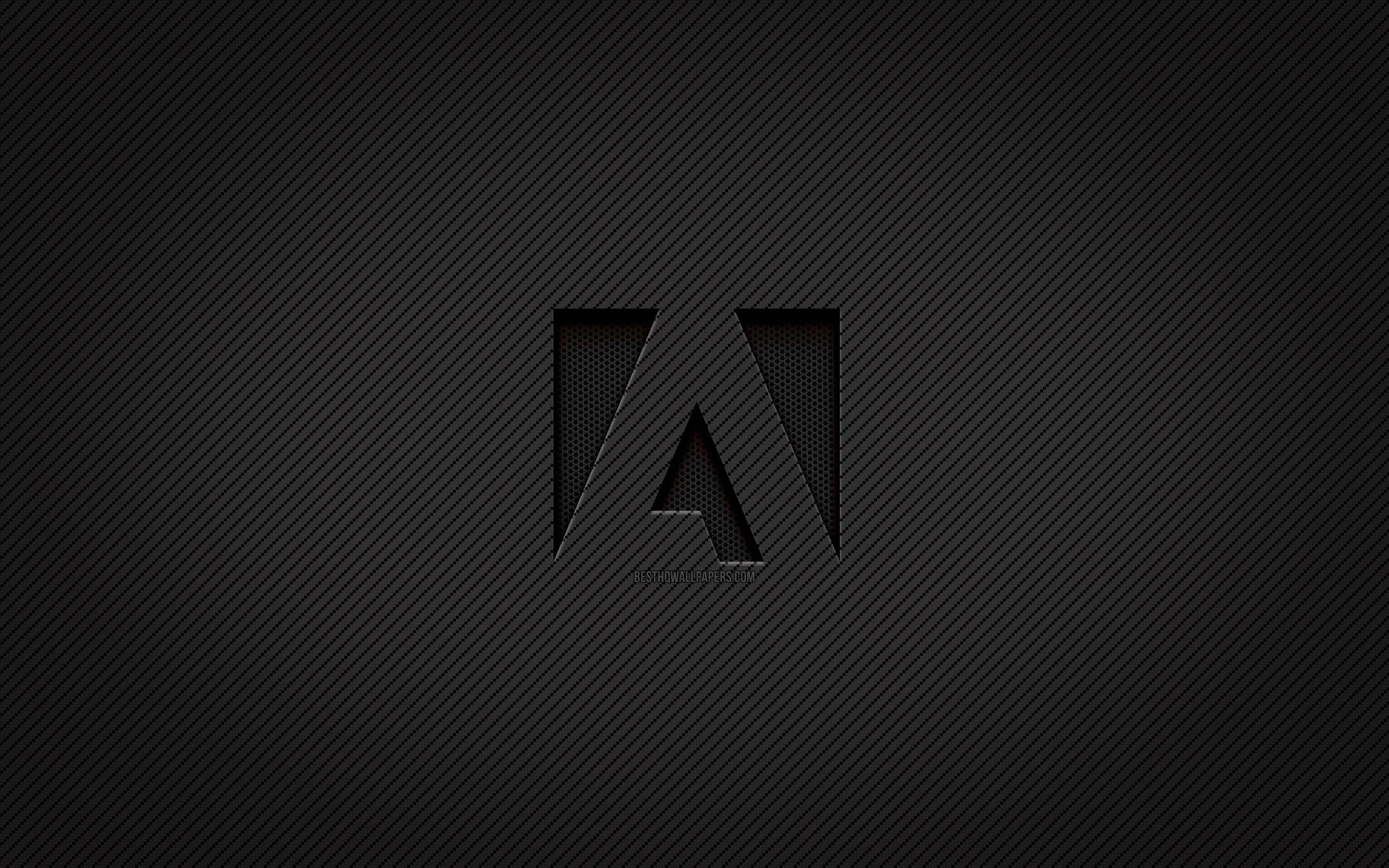 Download wallpaper Adobe carbon logo, 4k, grunge art, carbon background, creative, Adobe black logo, brands, Adobe logo, Adobe for desktop with resolution 3840x2400. High Quality HD picture wallpaper
