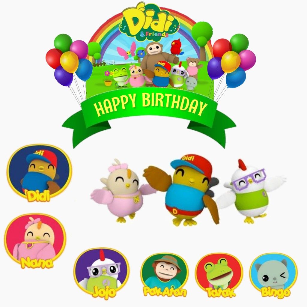 Didi & Friends Topper Cake. Happy birthday didi, Happy birthday logo, Happy birthday cake topper