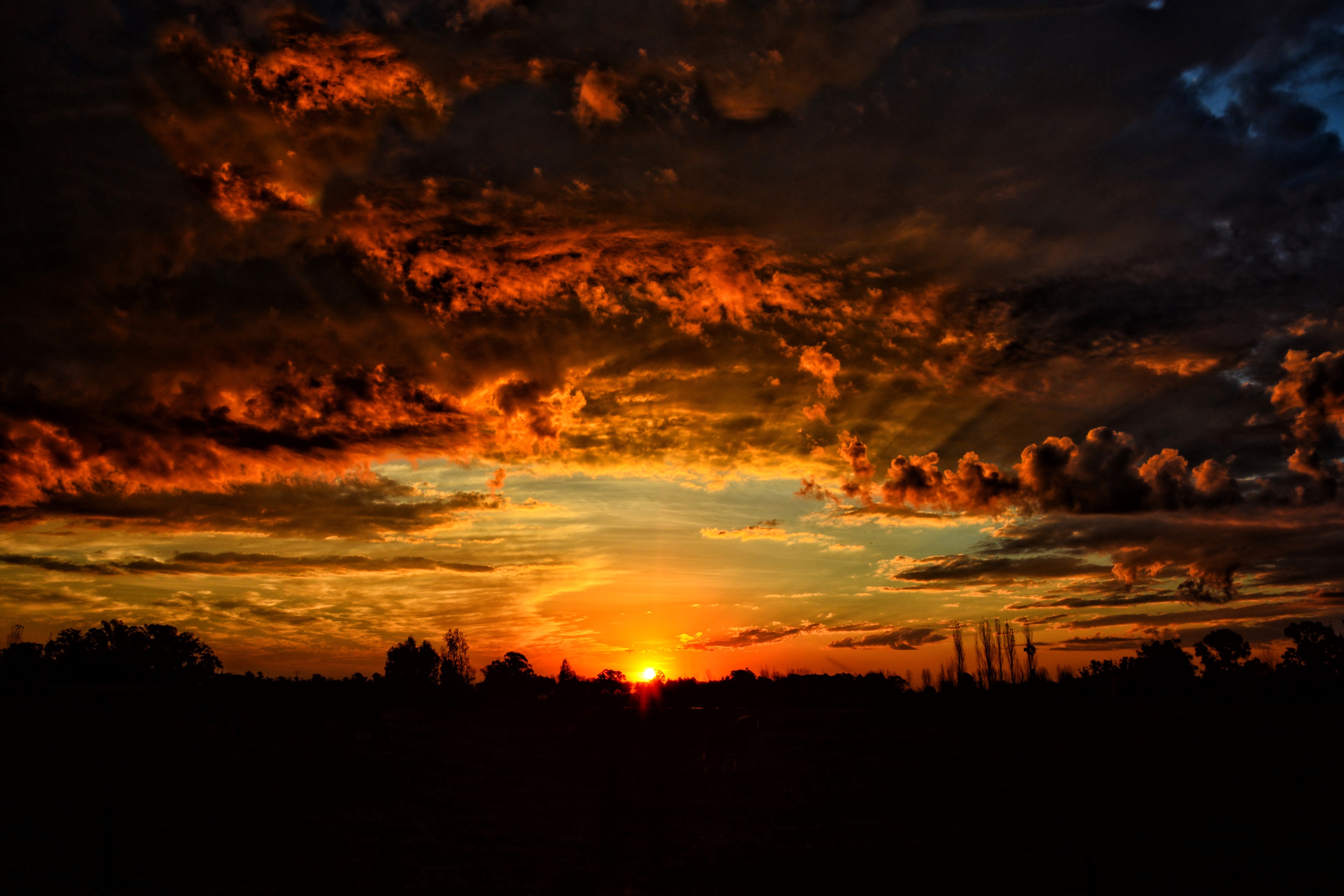 Wallpaper, sunset, clouds, orange sky 6000x4000