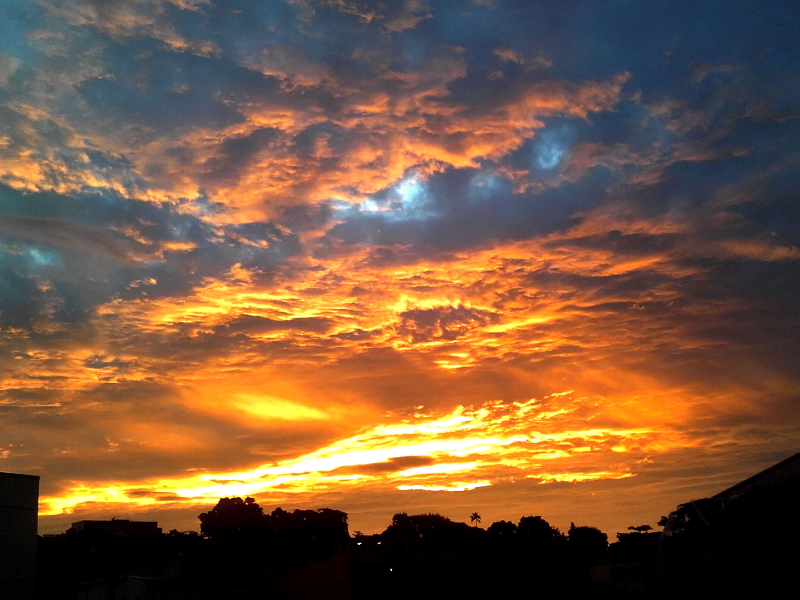 blue, clouds, orange sky, sky, sunset Gallery HD Wallpaper