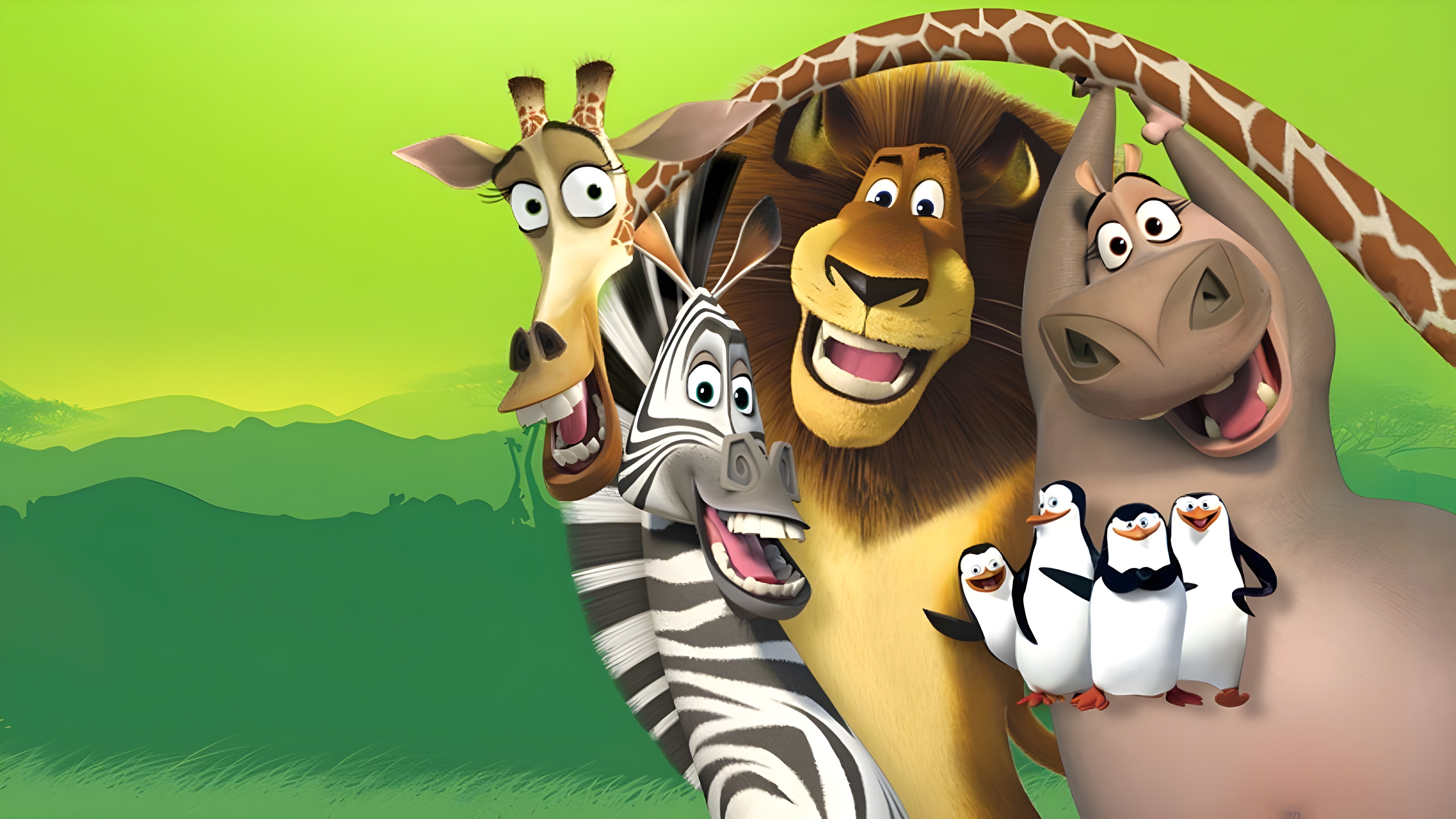 Madagascar: Escape 2 Africa Promo, Hippo, Giraffe, Marty (Madagascar), Zebra, Lion Gallery HD Wallpaper