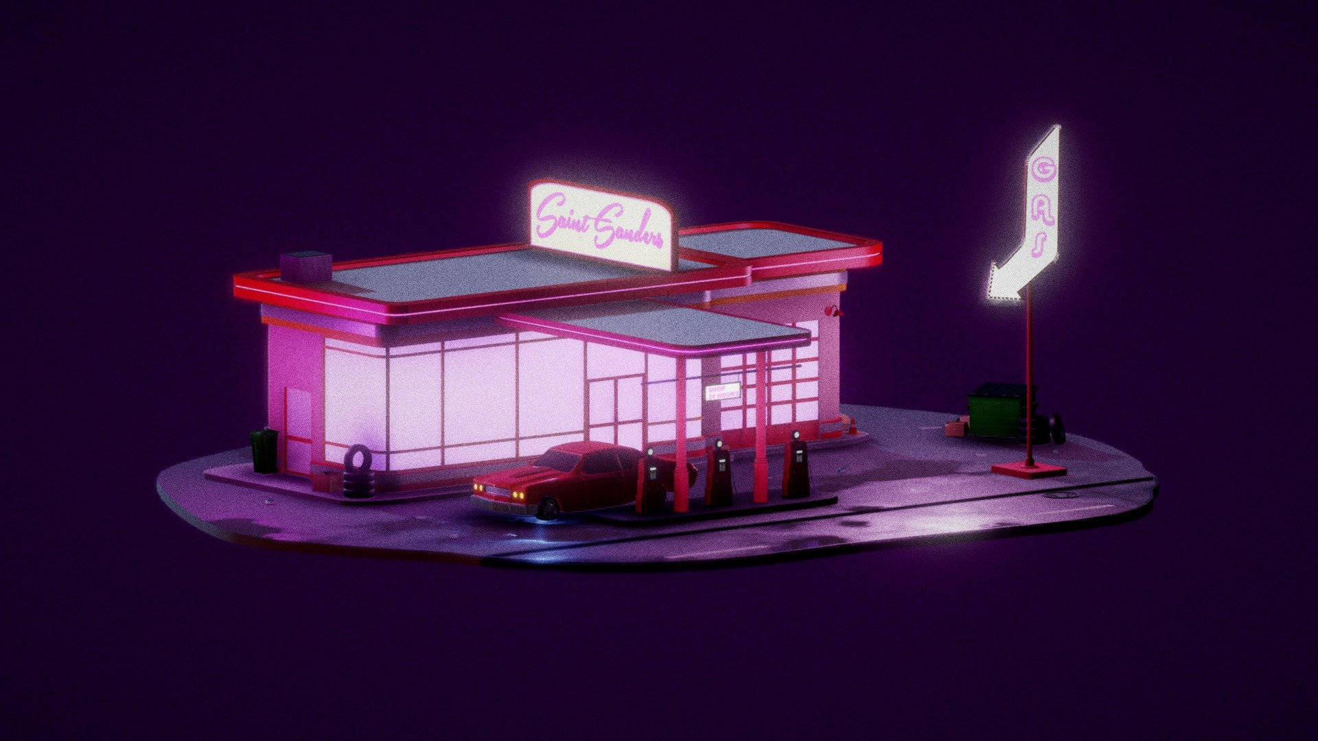 Download Charming Aesthetic Purple Gas Station Wallpaper