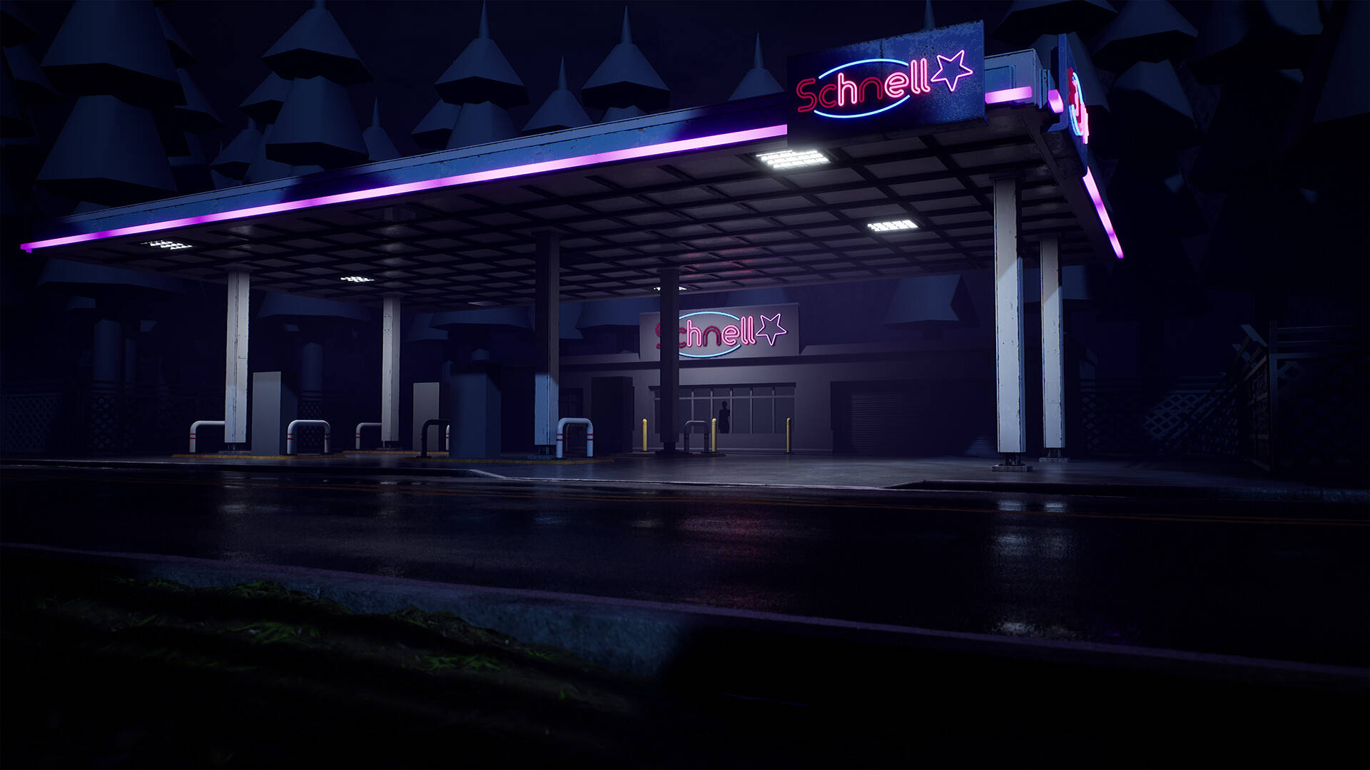 Download Aesthetic Gloomy Gas Station Wallpaper