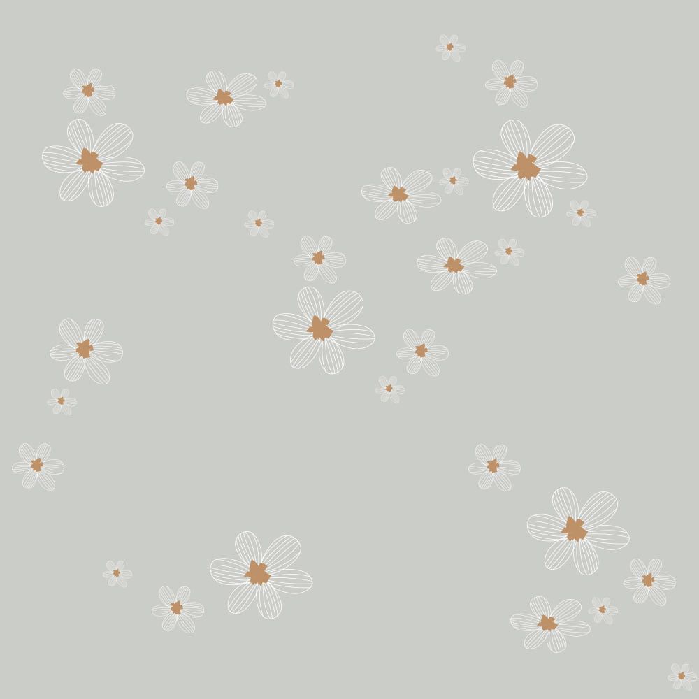 SIMPLE Graphic Flowers On Gray Background Wallpaper.com Wallstickers And Wallpaper Online Store