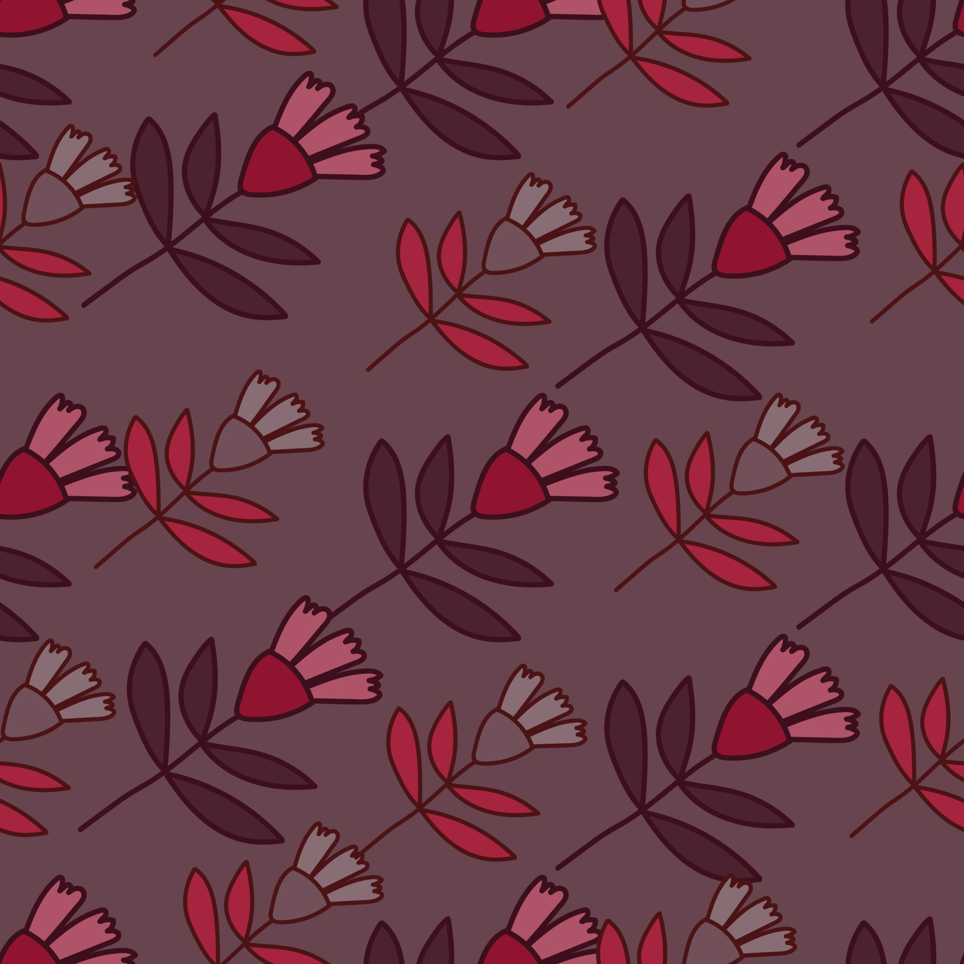 Flower seamless pattern in naive art style. Abstract simple floral wallpaper