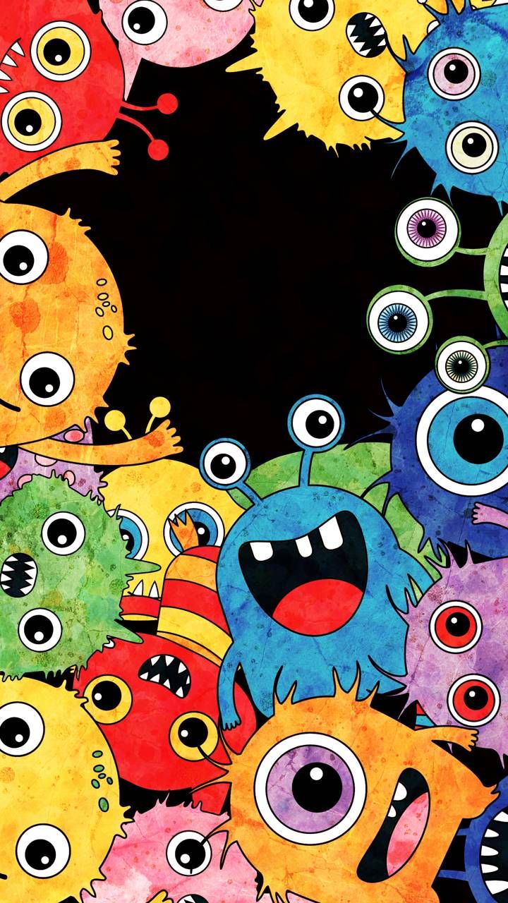 Fun Cool Scary Monster wallpaper by Koteto. Art wallpaper iphone, Crazy wallpaper, Wallpaper doodle