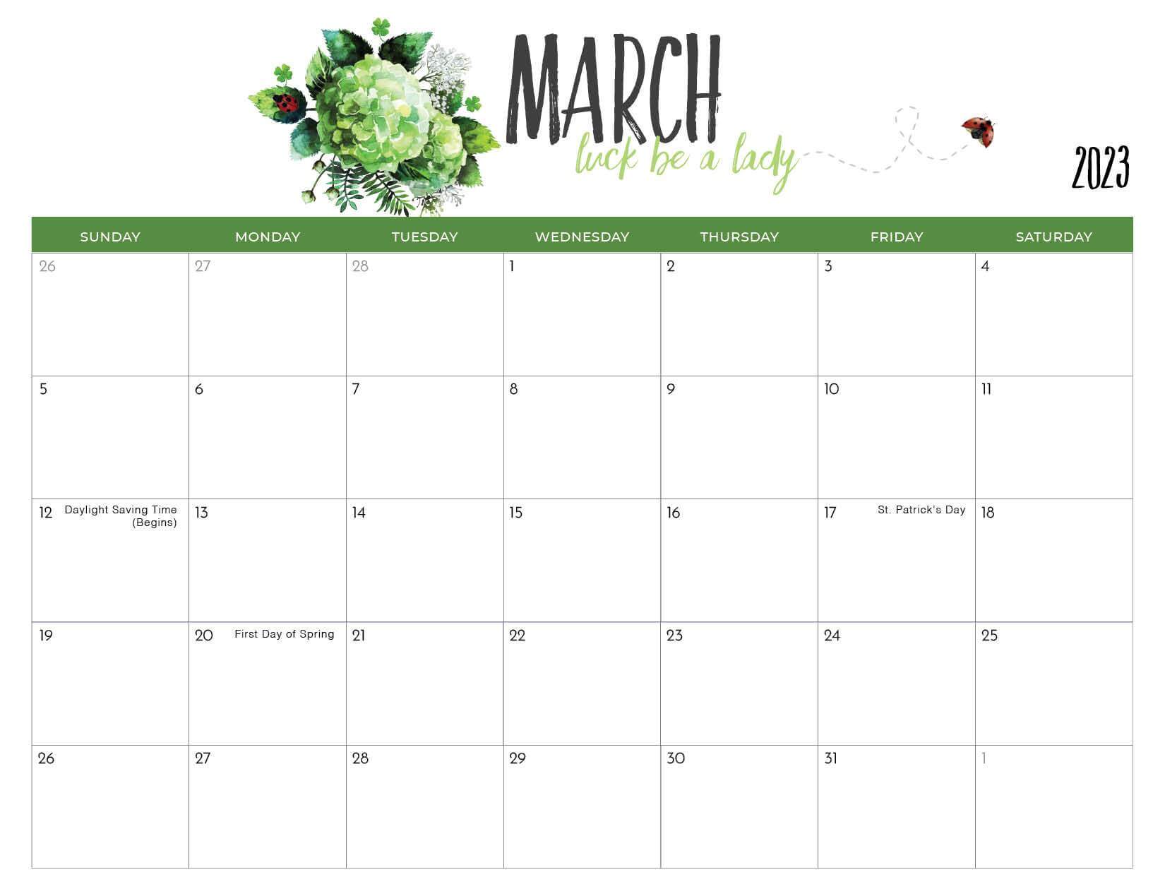 Cute March 2023 Floral Calendar HD Wallpapers