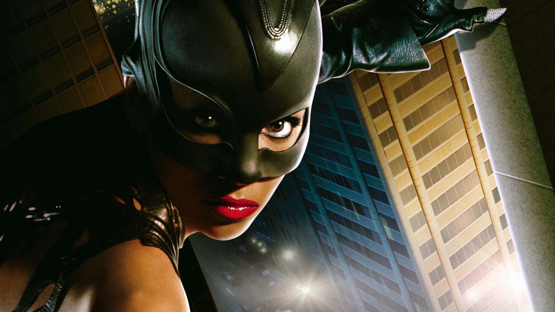Wallpaper, Catwoman, girl, mask, lips, look, face, eyes, Halle Berry, patience phillips 1920x1080