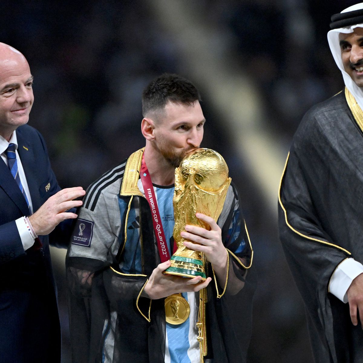 FIFA World Cup 2022 final: Lionel Messi robe photo at Argentina trophy presentation