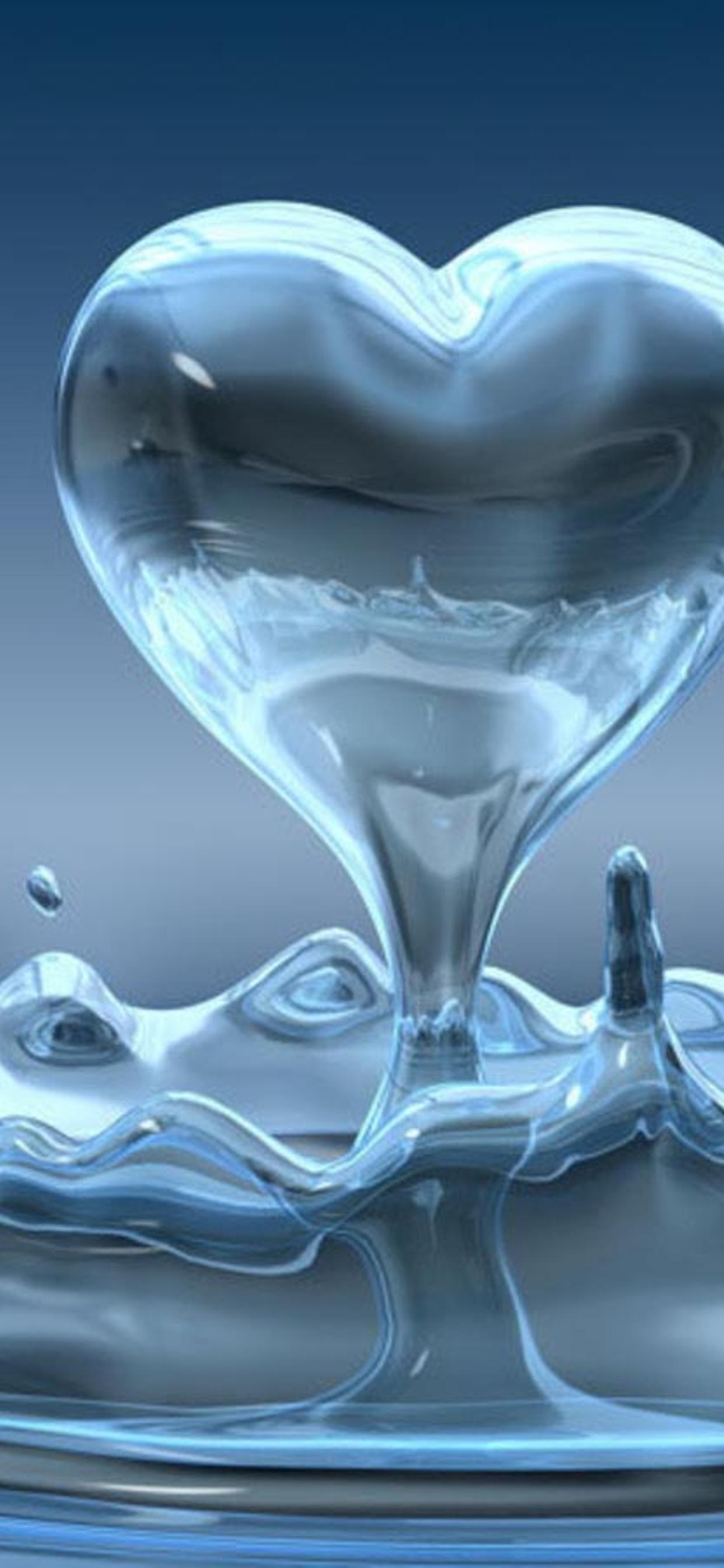The water drop in the heart shape