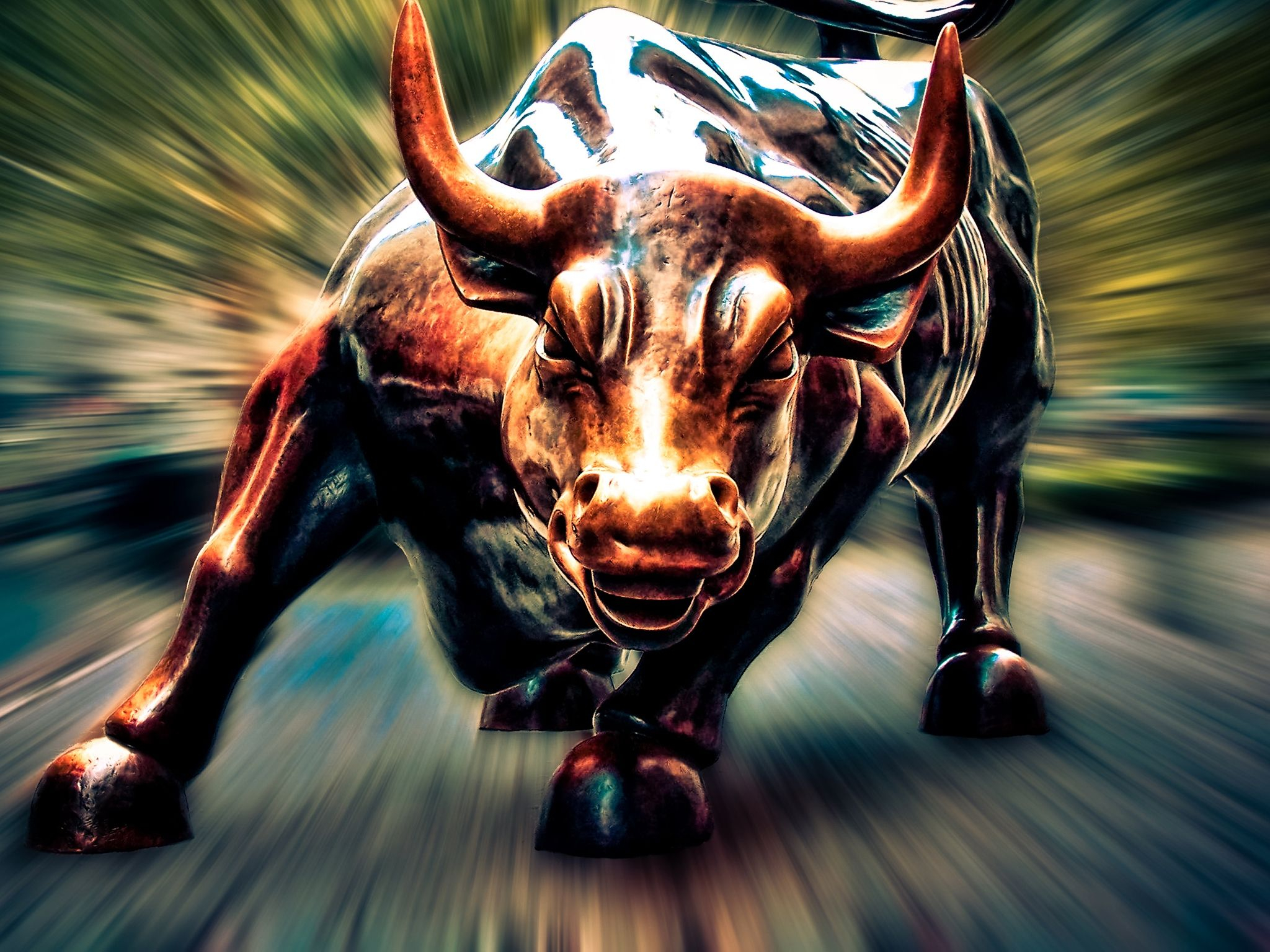 Wall Street Bull Wallpaper and Background 4K, HD, Dual Screen