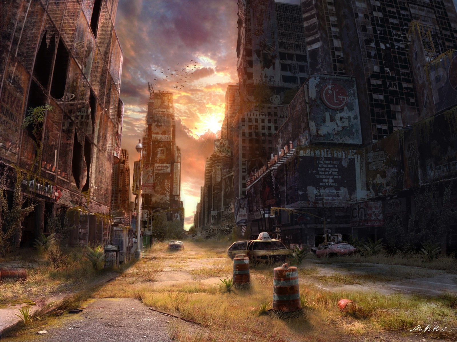 Wallpaper, video games, city, cityscape, night, apocalyptic, artwork, town, Fallout, ruins, alley, screenshot 1600x1200