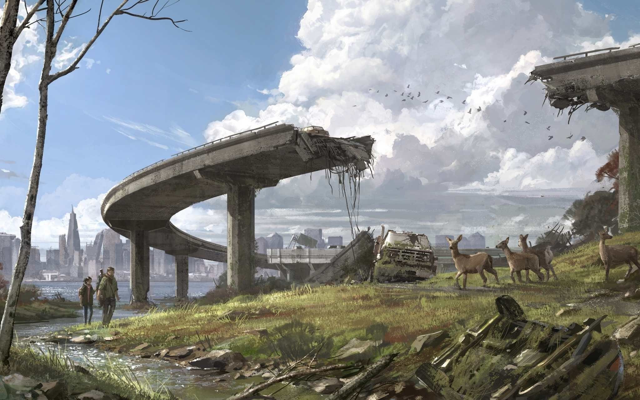 Wallpaper, deer, video games, city, apocalyptic, ruin, artwork, The Last of Us, ruins, desolation, Terrain, screenshot 2048x1280