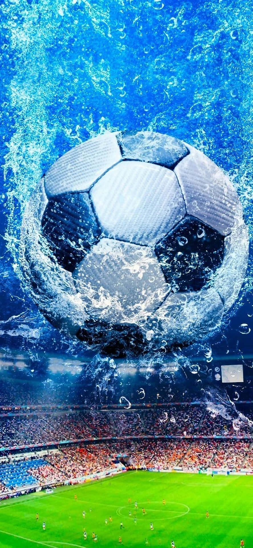 Download Graphic Edit Of Soccer Ball In Football Field Wallpaper