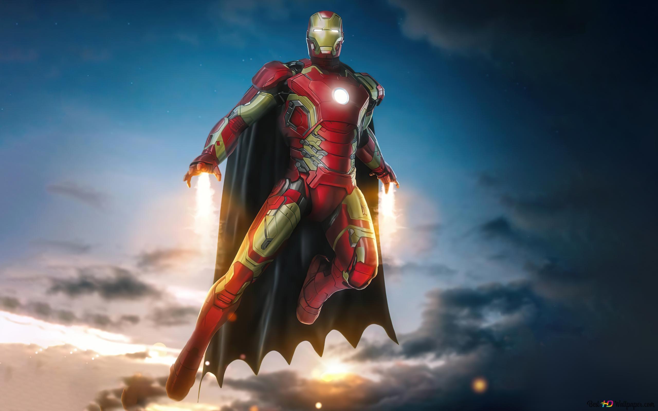 Ironman is flying with dr.strange cave. 8K wallpaper download