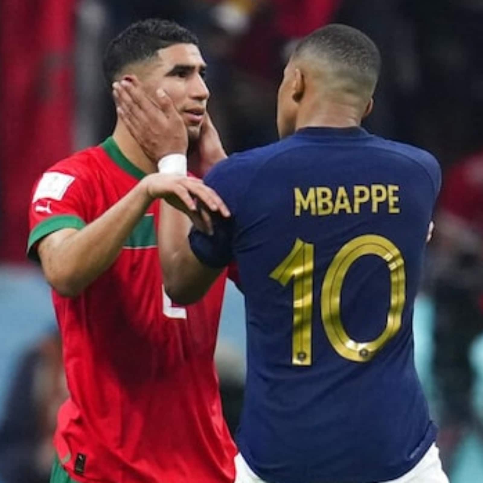 Watch. Kylian Mbappe Consoles Achraf Hakimi after France Thrash Morocco's World Cup Dreams
