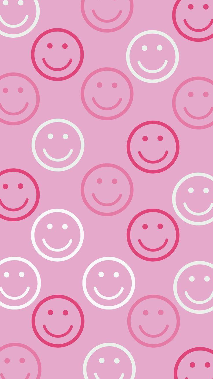 Trendy Aesthetic Pink Smiley Face Phone Wallpaper. Pink wallpaper background, Phone wallpaper pink, Pink wallpaper iphone