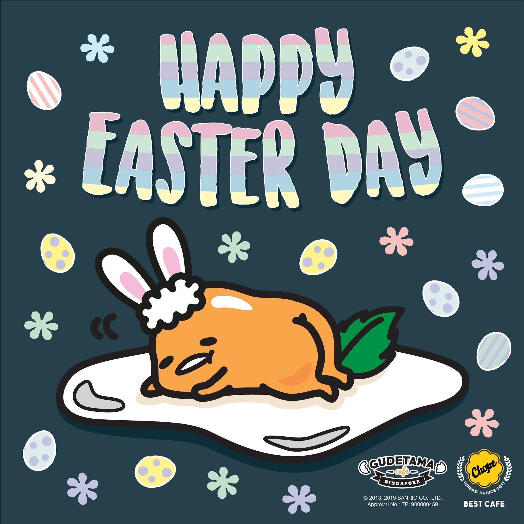 Happy Easter Day!. Gudetama, Happy easter day, Sanrio