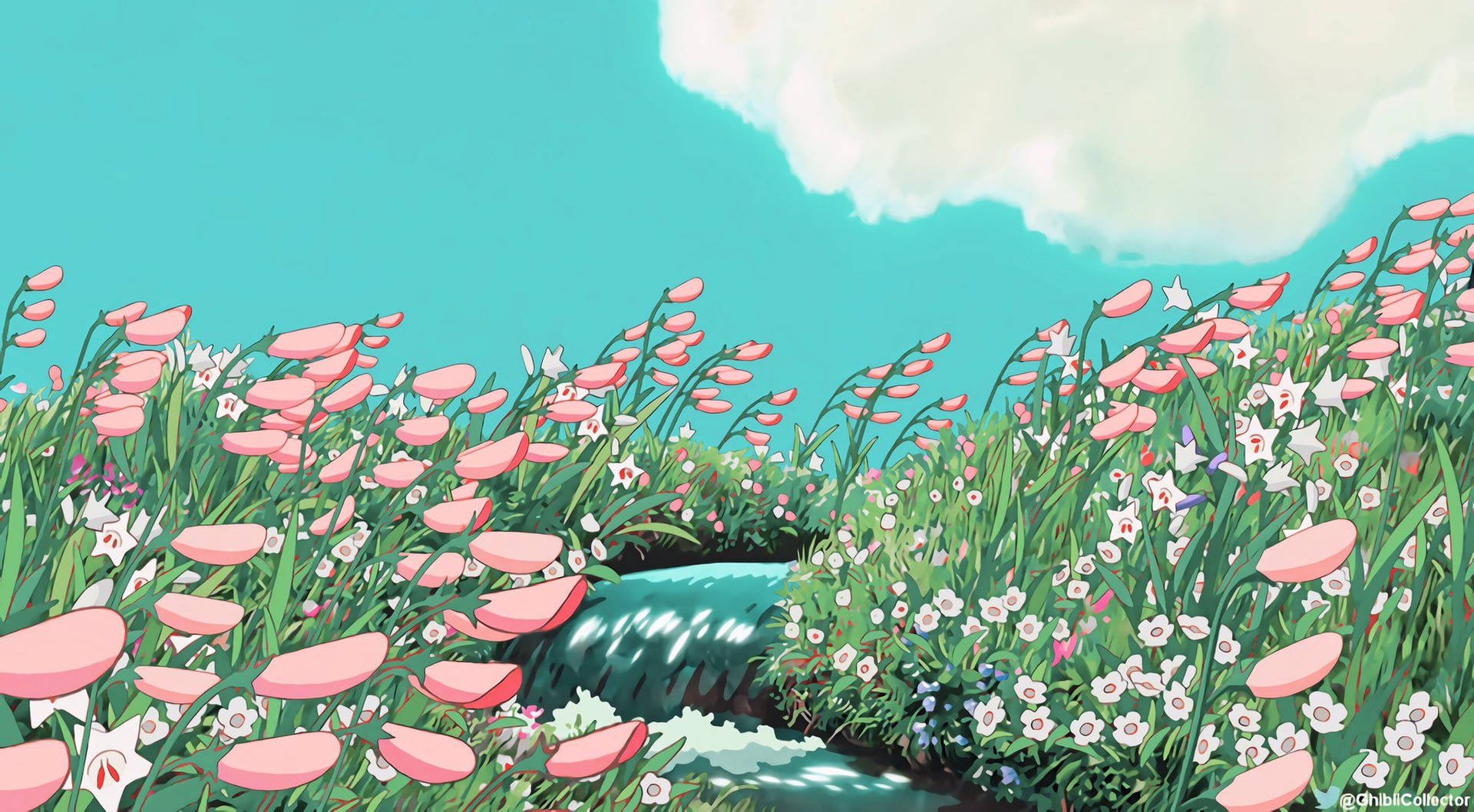 Download Aesthetic Art Pink Flowers Wallpaper