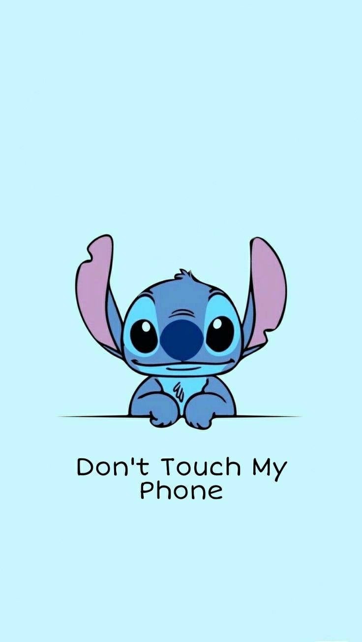 Download Light Blue Don't Touch My Phone Stitch Wallpaper