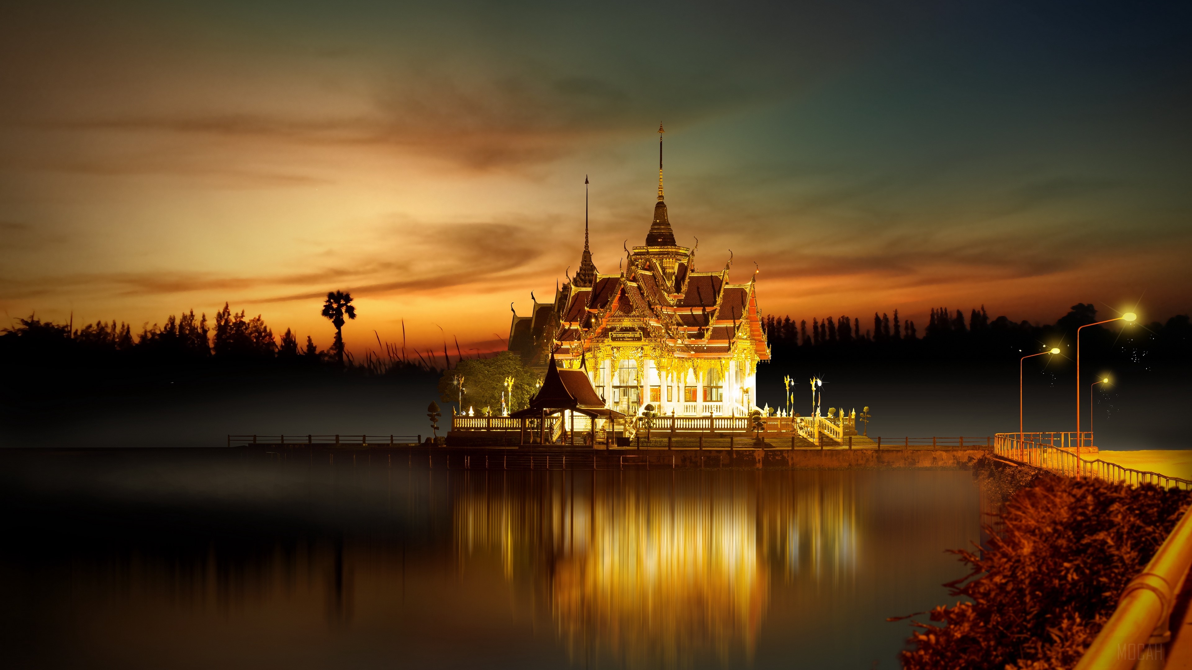 temple, buddhism, architecture, lighting, asia 4k Gallery HD Wallpaper