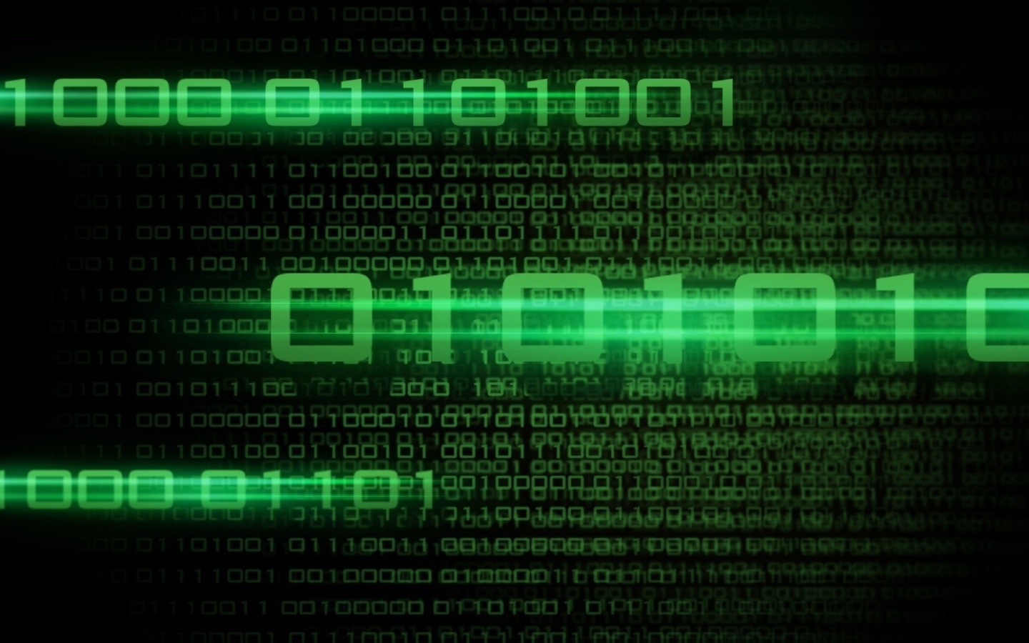 Binary code, the green numbers on a black background Desktop wallpaper 1440x900