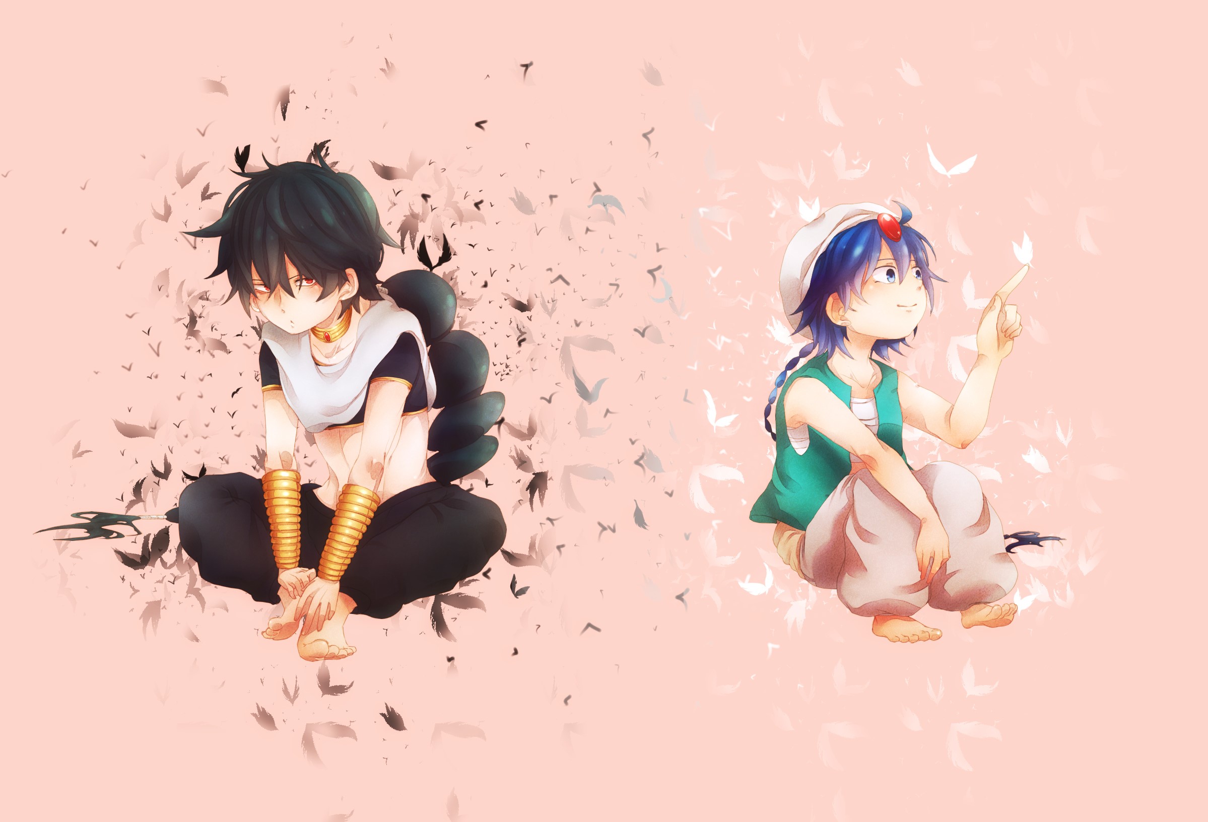 Magi The Labyrinth of Magic, aladdin, judal, Young man, Two Gallery HD Wallpaper