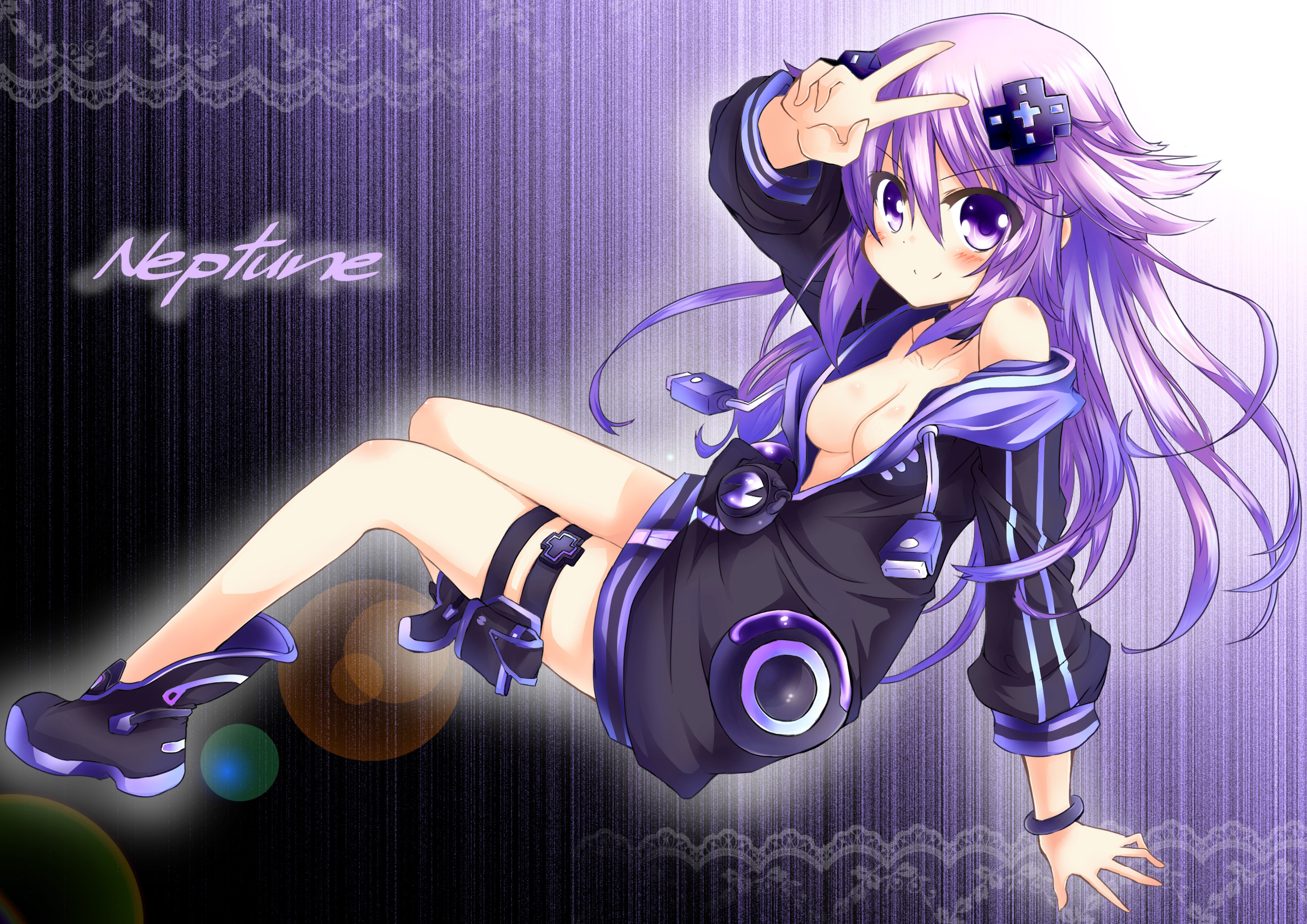 Wallpaper, illustration, anime girls, cleavage, Hyperdimension Neptunia, Neptune Hyperdimension Neptunia, screenshot, computer wallpaper, mangaka 3508x2480
