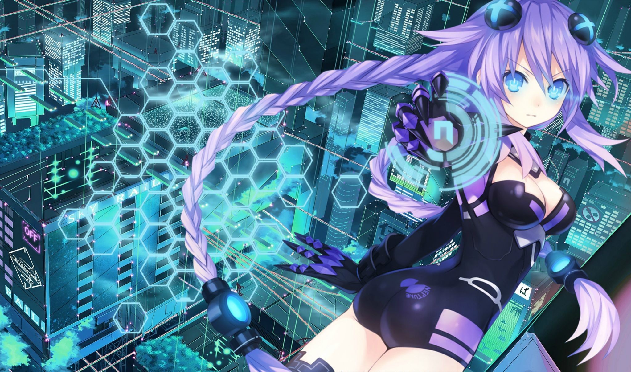 Wallpaper, anime girls, Hyperdimension Neptunia, comics, Purple Heart, screenshot, computer wallpaper 2047x1207