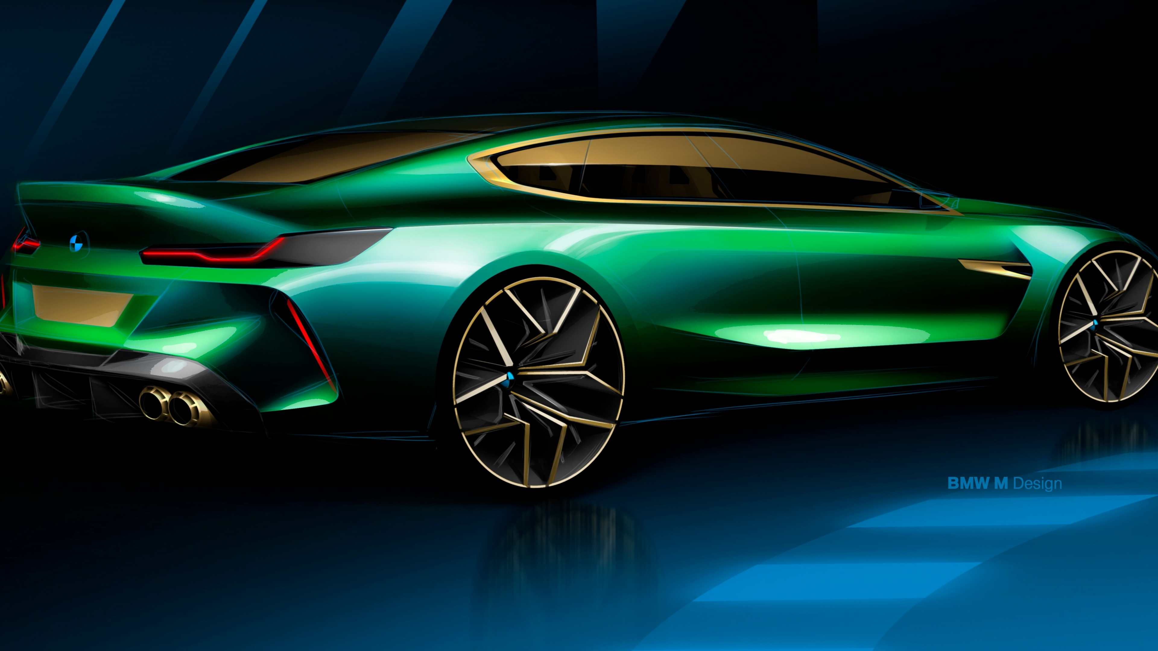 Download wallpaper 3840x2160 bmw m8 gran coupe, green car, digital art 4k wallpaper, uhd wallpaper, 16:9 widescreen 3840x2160 HD background, 5245