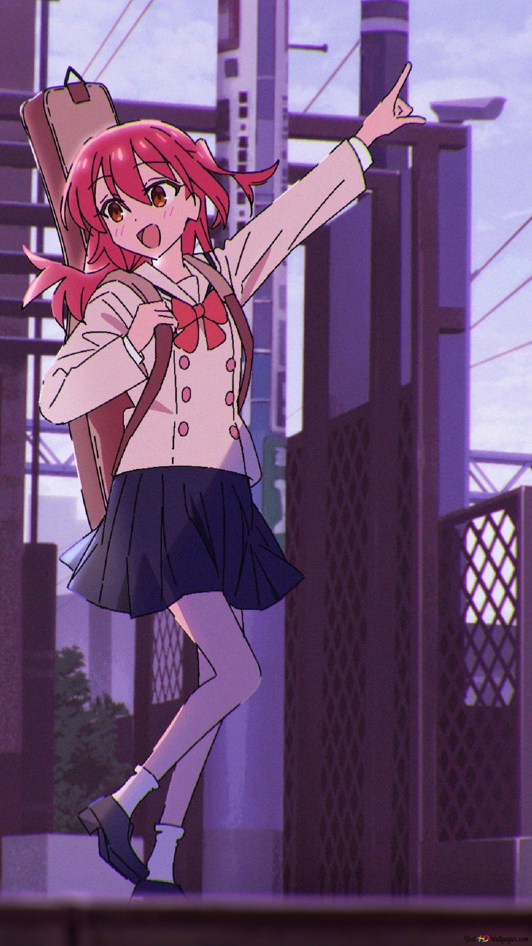 Bocchi the rock anime character beautiful anime girl having fun 2K wallpaper download