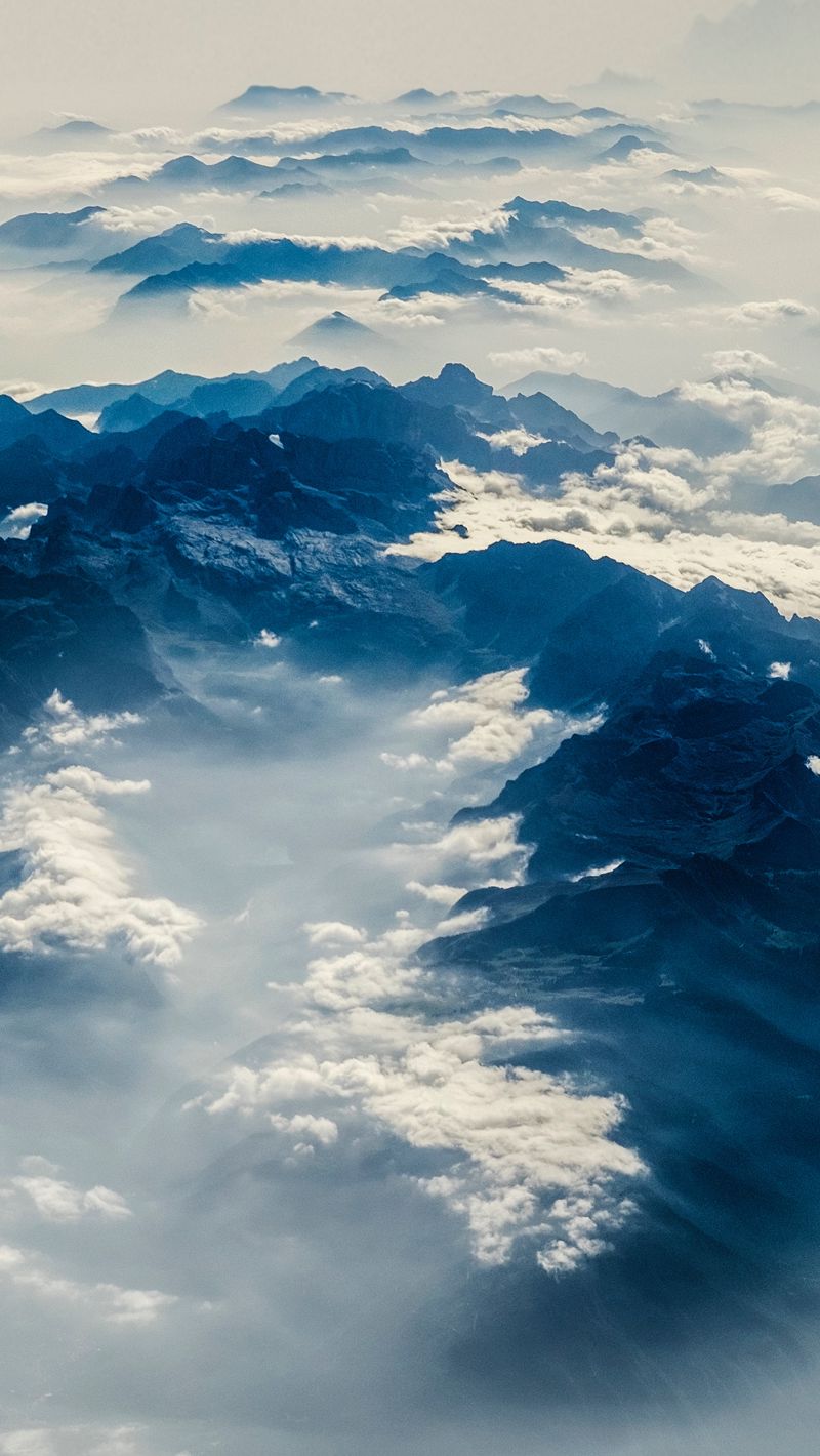 Download Wallpaper 800x1420 Alps, Mountains, View From Above, Clouds Iphone Se 5s 5c 5 For Parallax HD Background