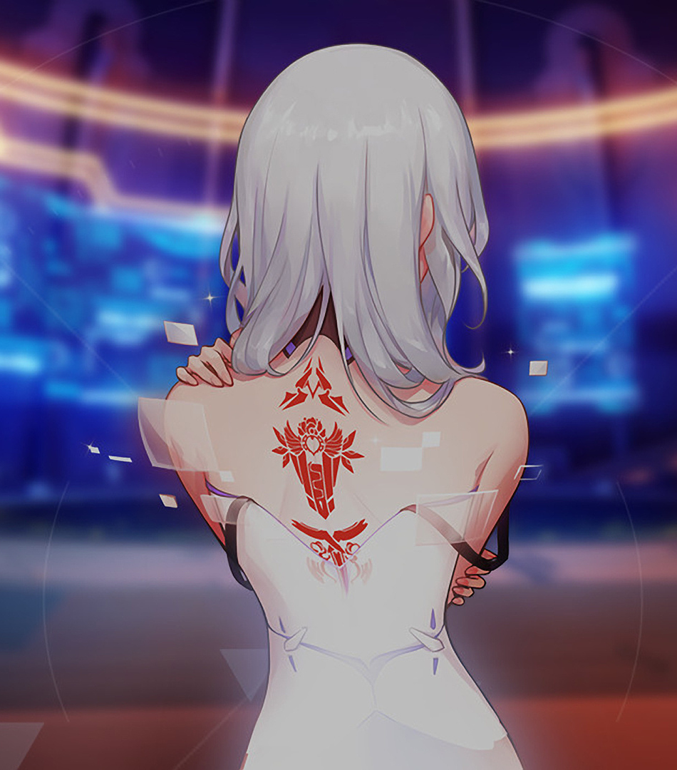 Download wallpaper 950x1534 anime girl, kiana kaslana, tattoo, iphone, 950x1534 HD background, 7342