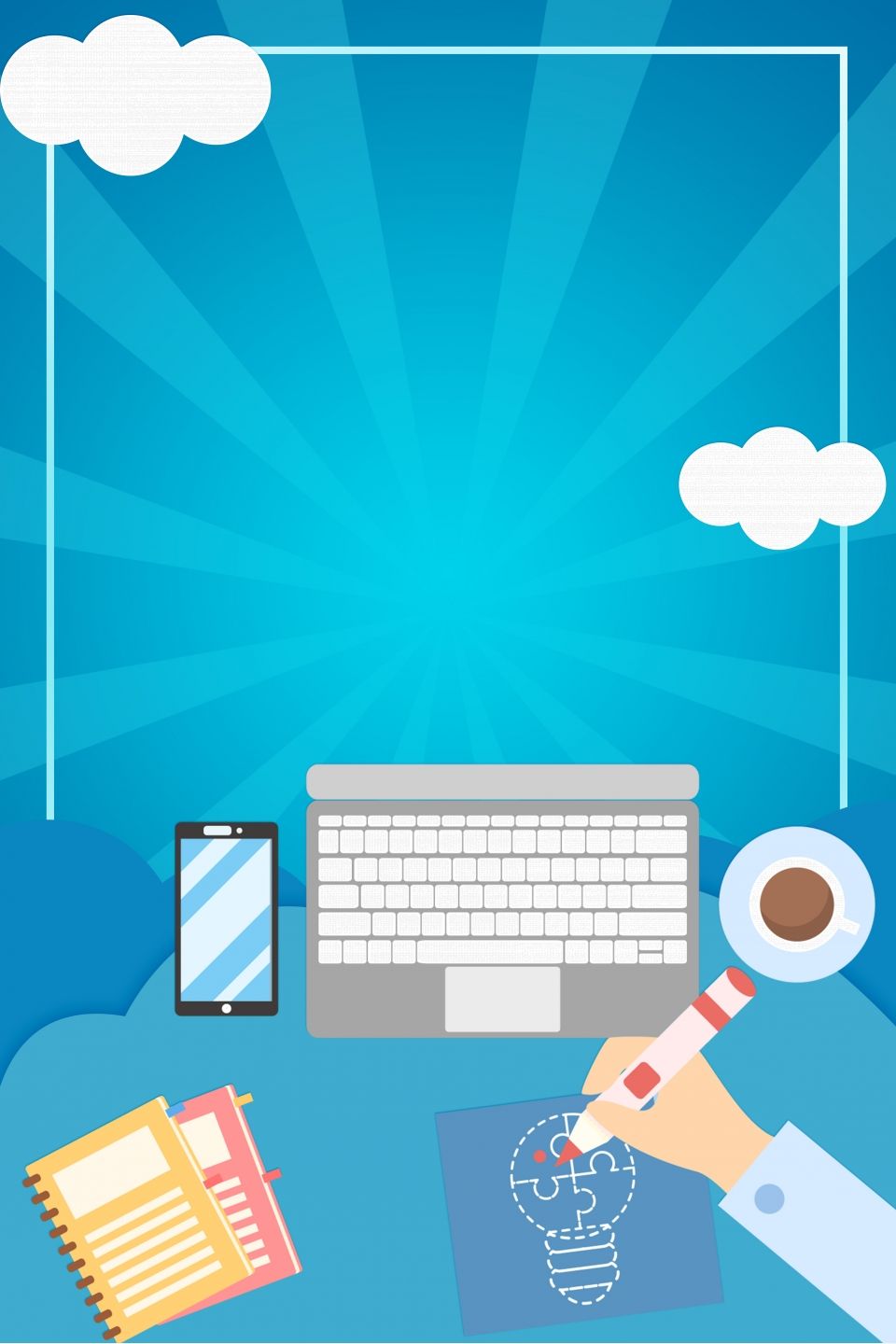 Office Software Training Blue Flat Education Admissions Poster Background. Admissions poster, Powerpoint background design, School posters