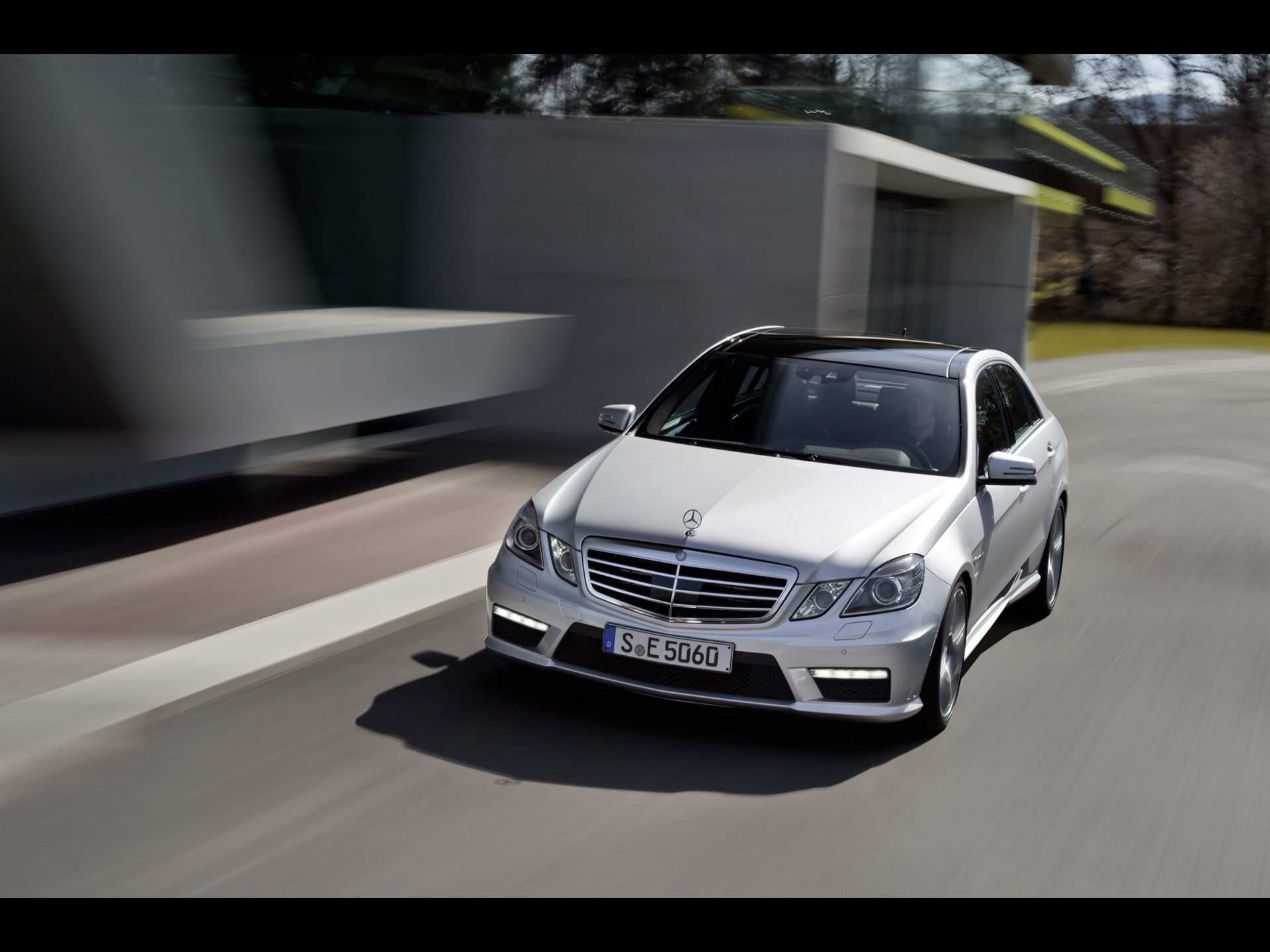 Mercedes Benz E 63 AMG on the road wallpaper. Mercedes Benz E 63 AMG on the road