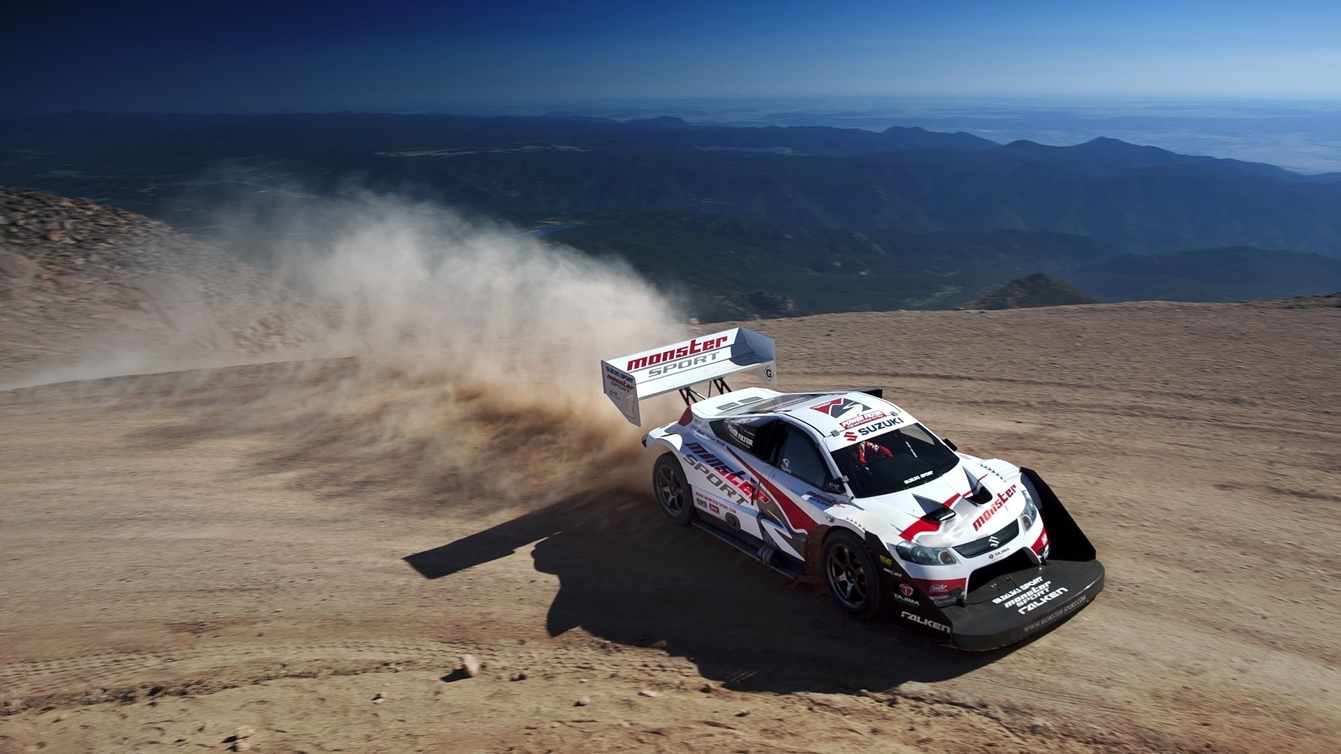 Wallpaper, car, vehicle, rally cars, Rallye, Suzuki, Pikes Peak, escudo, motorsport, automobile make, race track, auto racing, extreme sport, rallying, world rally championship, off roading 1920x1080