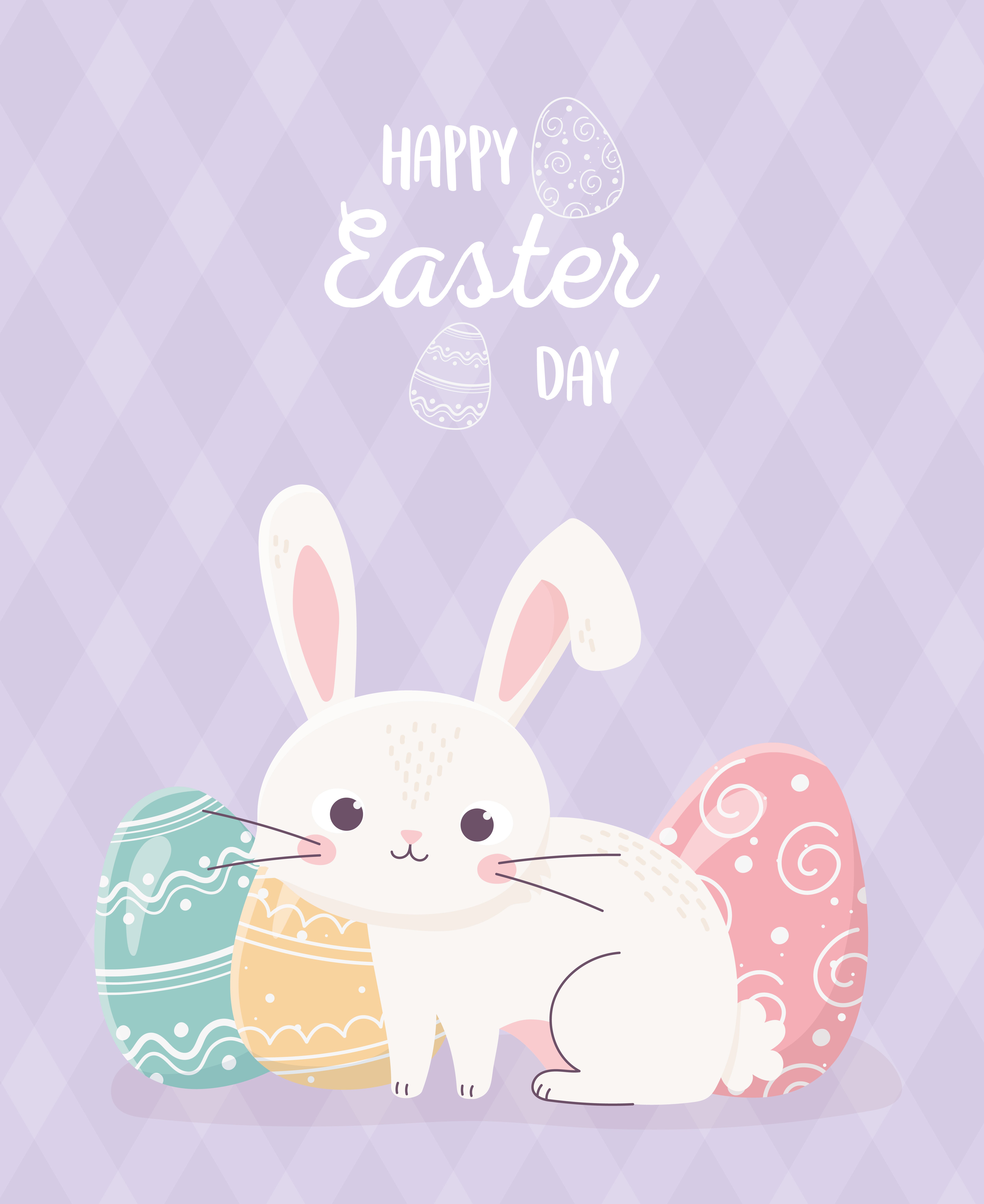 Happy Easter Day celebration with bunny and eggs
