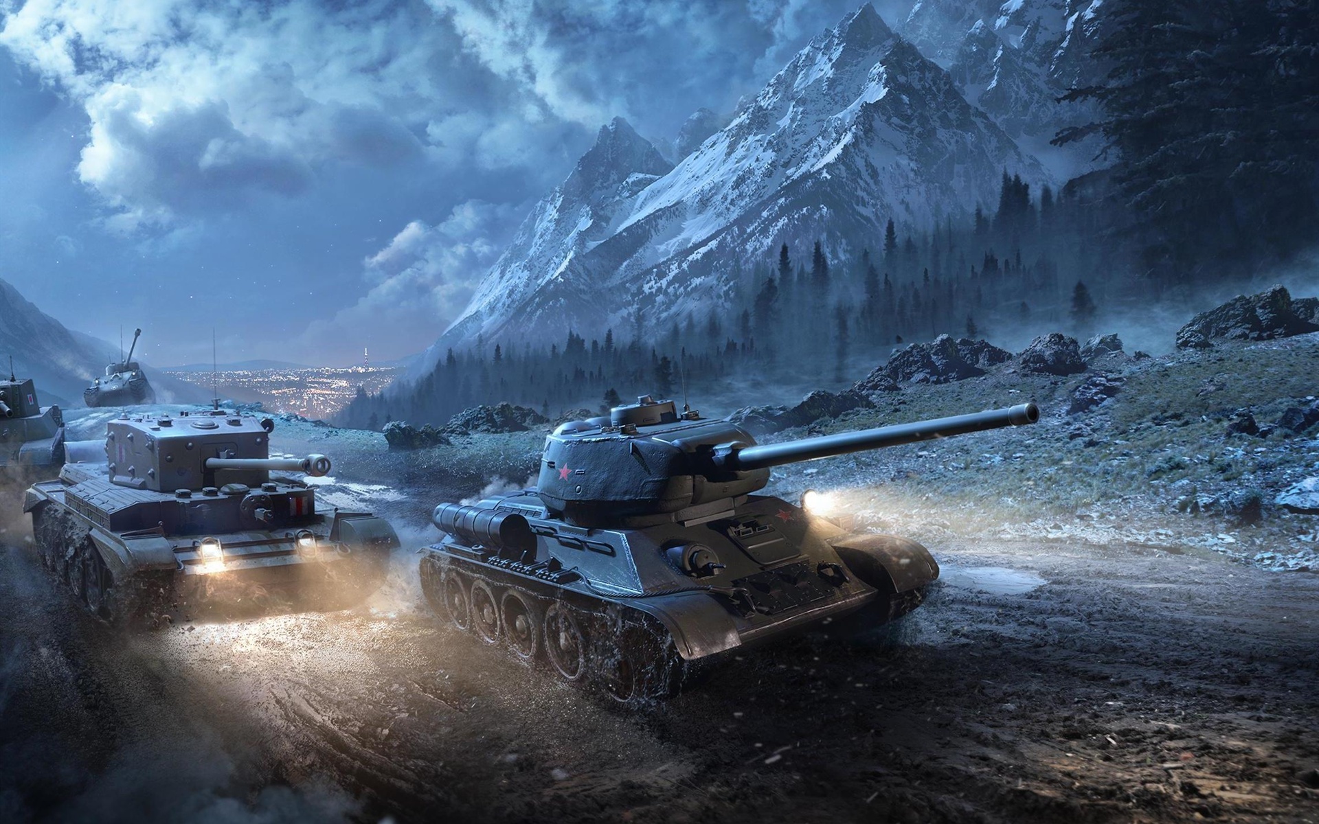 Wallpaper T 34 85 Tanks At Night, World Of Tanks 1920x1440 HD Picture, Image