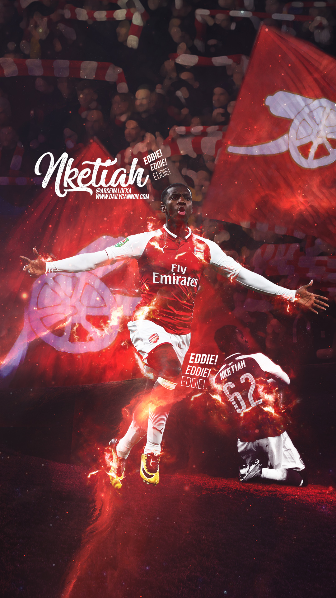 Fiery wallpaper for Arsenal's fiery young striker: Eddie Nketiah