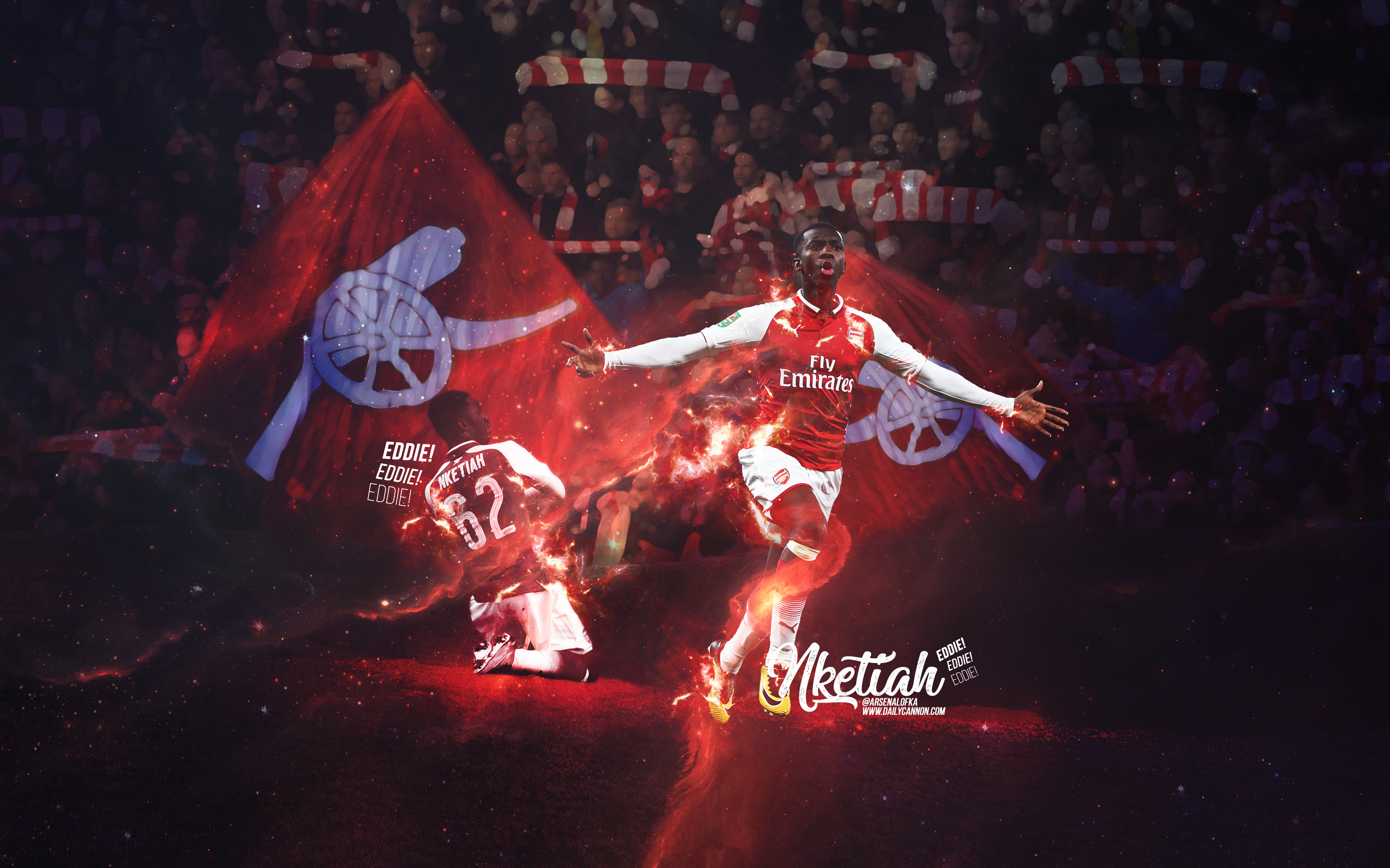 Fiery wallpaper for Arsenal's fiery young striker: Eddie Nketiah