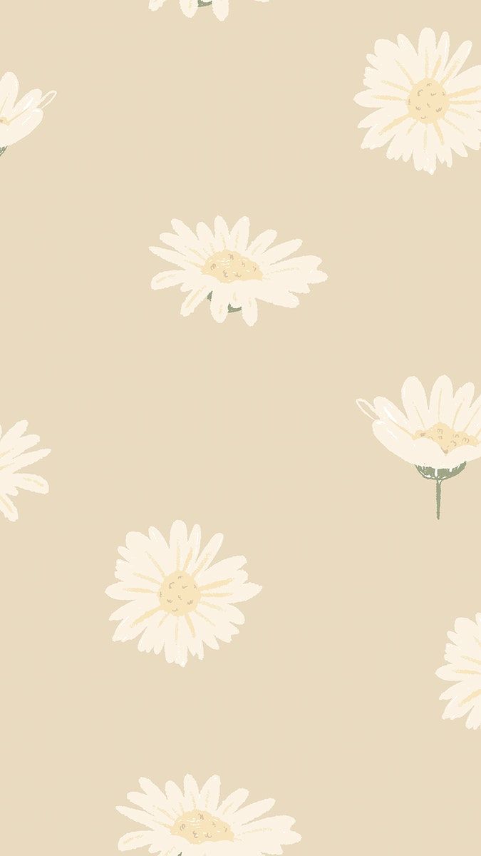 White daisy floral pattern vector on beige mobile wallpaper. free image by rawpixel.com. Daisy wallpaper, Floral wallpaper iphone, Simple phone wallpaper