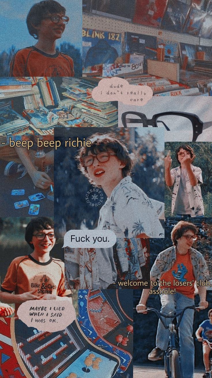 lockscreen! • richie tozier. It the clown movie, Movie wallpaper, Finn stranger things