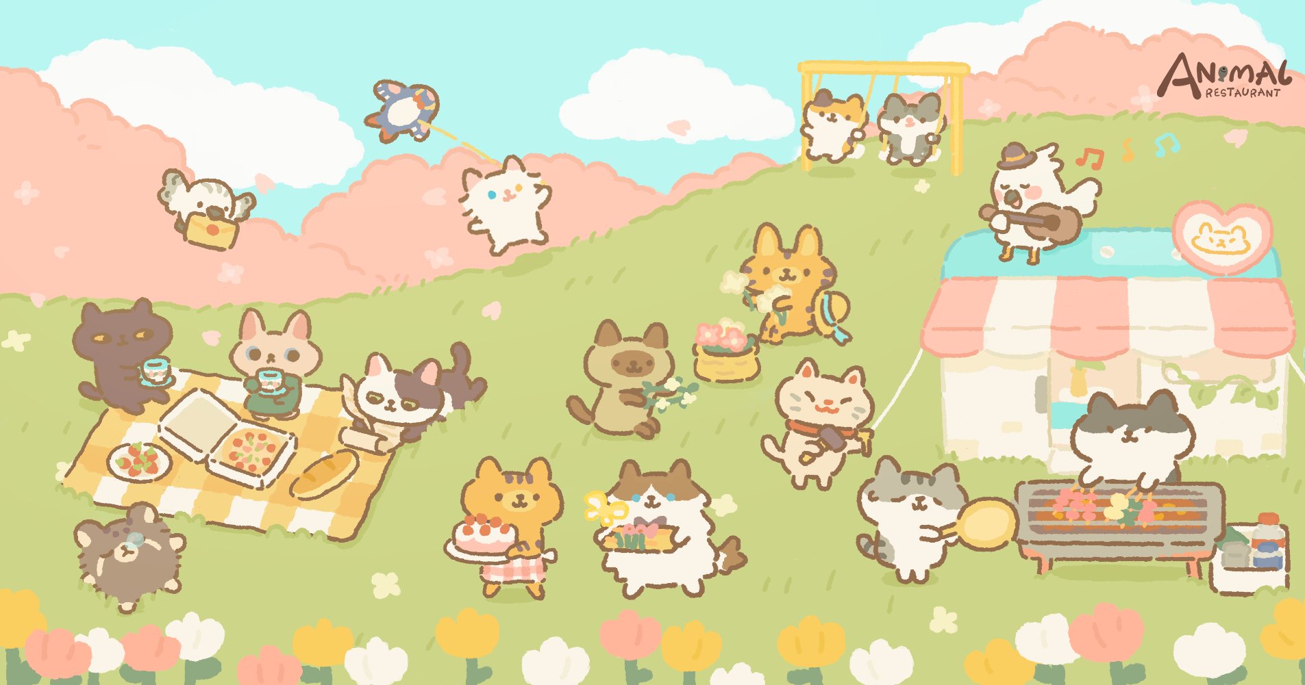 Animal Restaurant 1st of March. Cute wallpaper for all Bosses! Let's feel spring in Animal Restaurant #animalrestaurant #wallpaper #spring #March