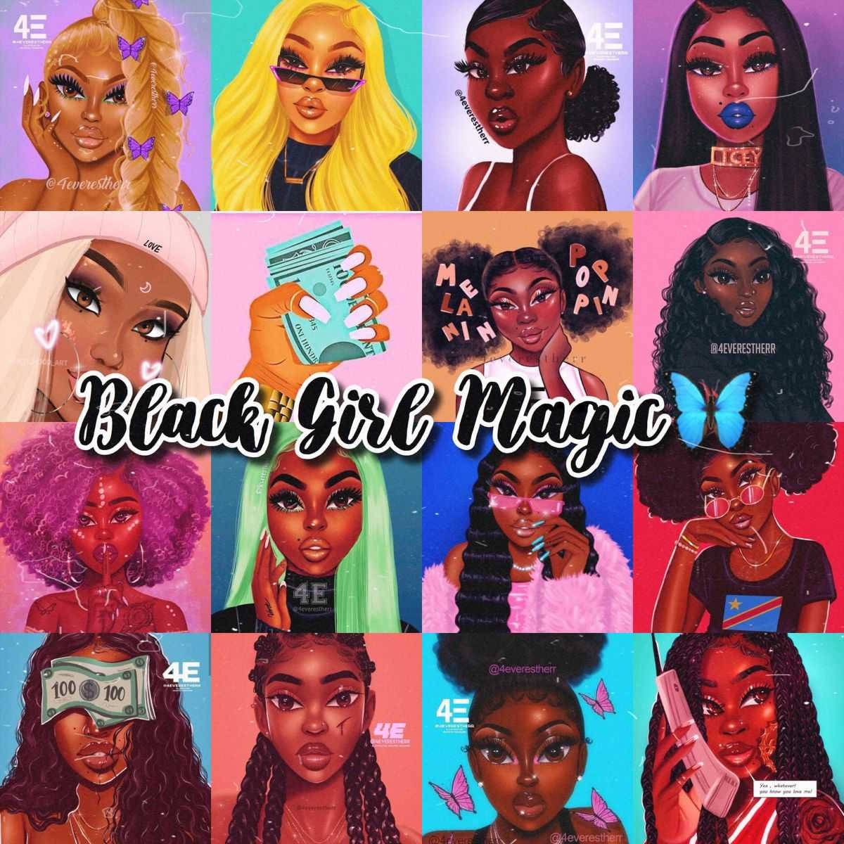 Download Beautiful Black Woman Collage Wallpaper